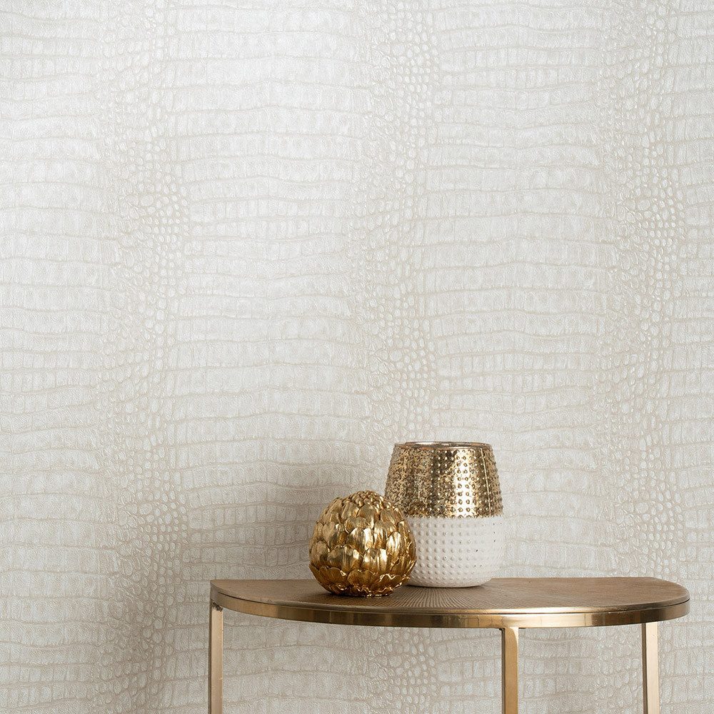 Erismann Vliestapete Krokodil Leder Optik Exotisch Creme Metallic 10560-02 Forest Dreams