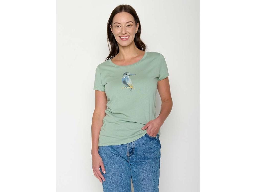 GreenBomb T-Shirt GREENBOMB Bio-Damen-T-Shirt 'Bird Look' mit Rundha