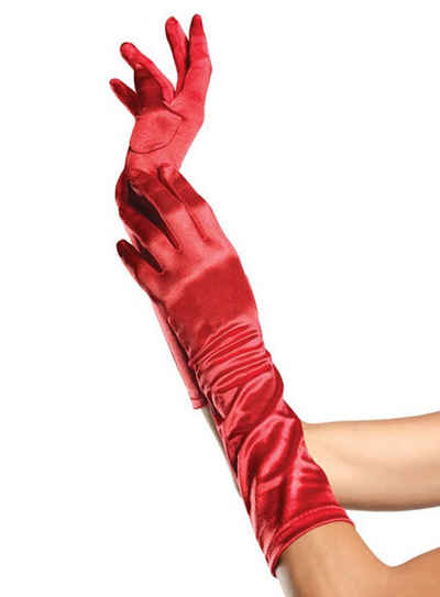 Leg Avenue Kostüm 20er Jahre Handschuhe rot, Rote Satin Handschuhe für Dein Flapper-Outfit