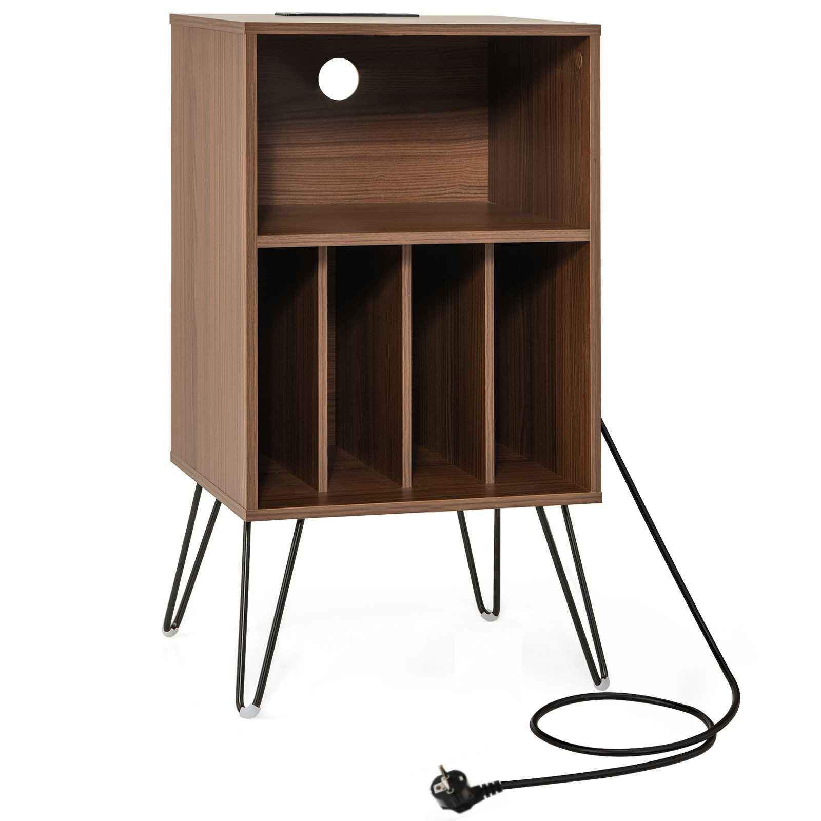 COSTWAY Nachttisch, Plattenspieler-Ständer mit Ladestation,48x40x88cm günstig online kaufen