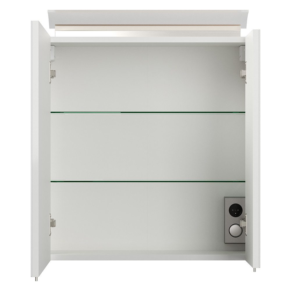 Lomadox Spiegelschrank BATLEY-02 60cm breit, weiß Hochglanz, LED-Leuchte, K günstig online kaufen