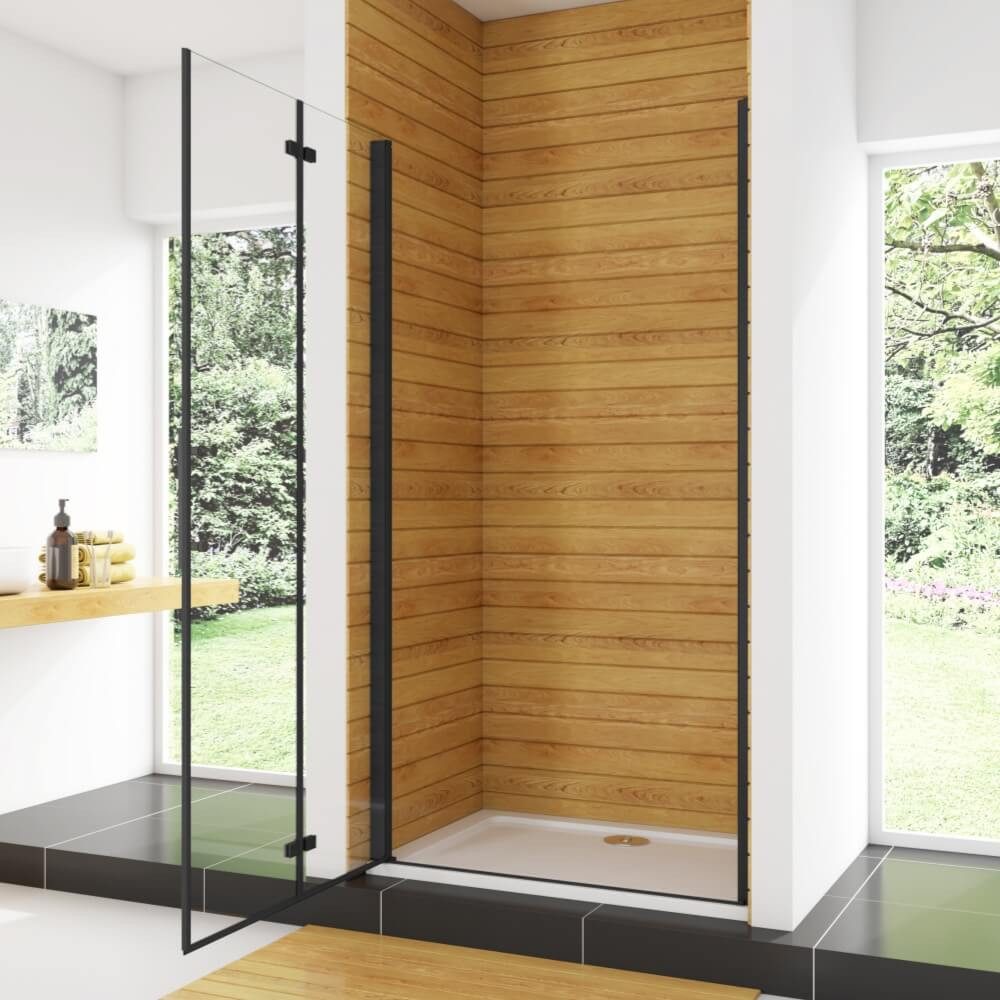 Duschparadies Dusch-Falttür 195cm Scharniertür Falttür Nischentür Duschabtrennung Duschtür Schwarz, 70x195 cm, Easyclean Sicherheitsglas, beidseitig montierbar – Bild 4 von 5