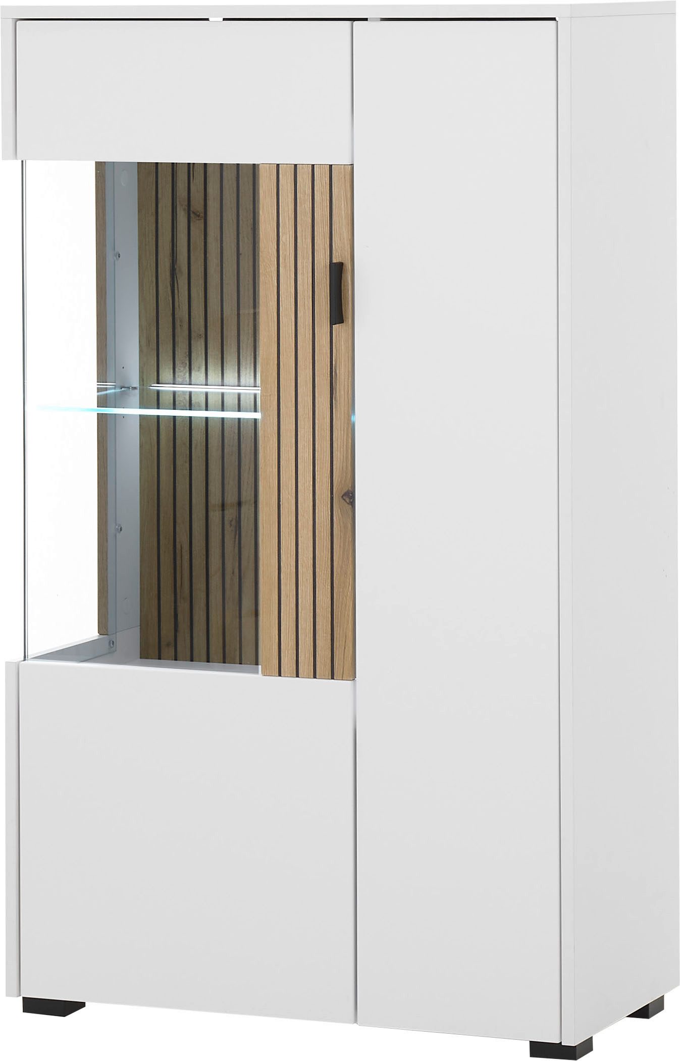 Home affaire Vitrine Hudson, Stauraumvitrine in moderner Trendfarbe, Griffe aus Metall (Schwarz), Höhe 125 cm