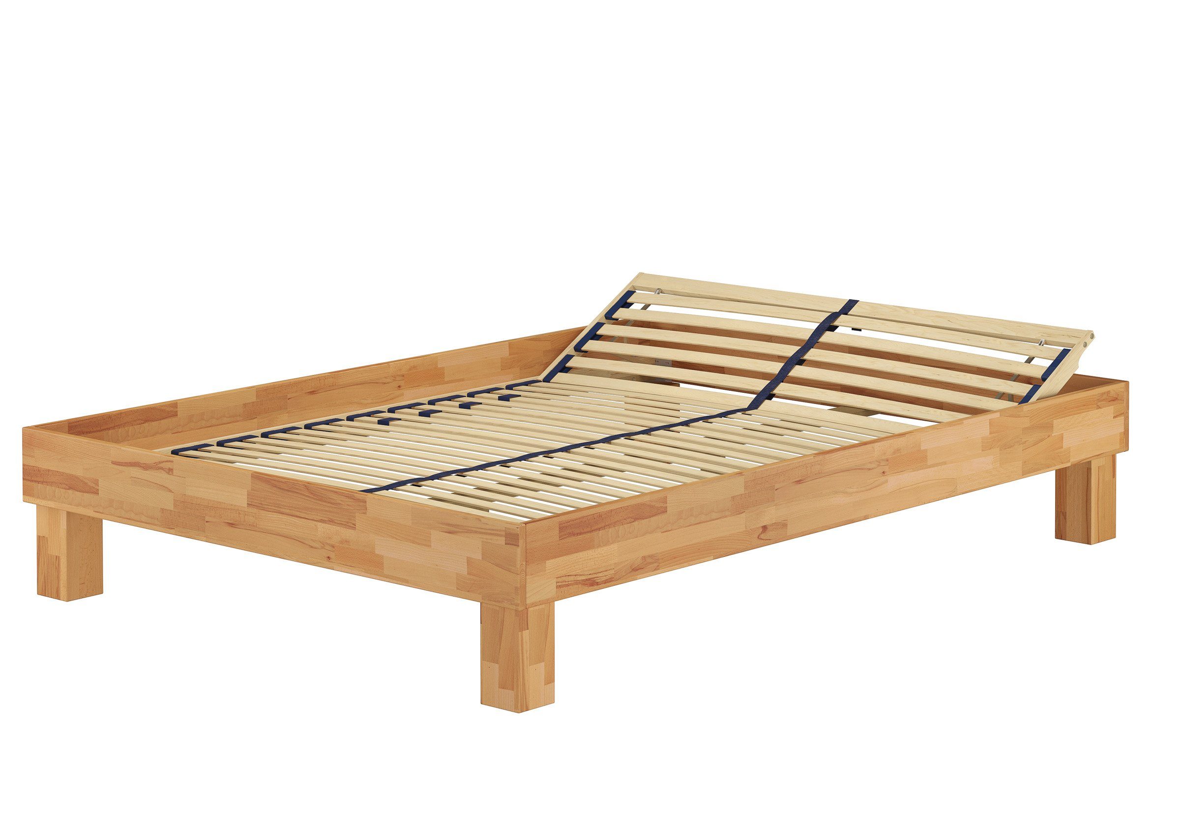 ERST-HOLZ Bett Breites Doppelbett 140x200 Buche geölt mit Federholzrahmen, Buchegeölt