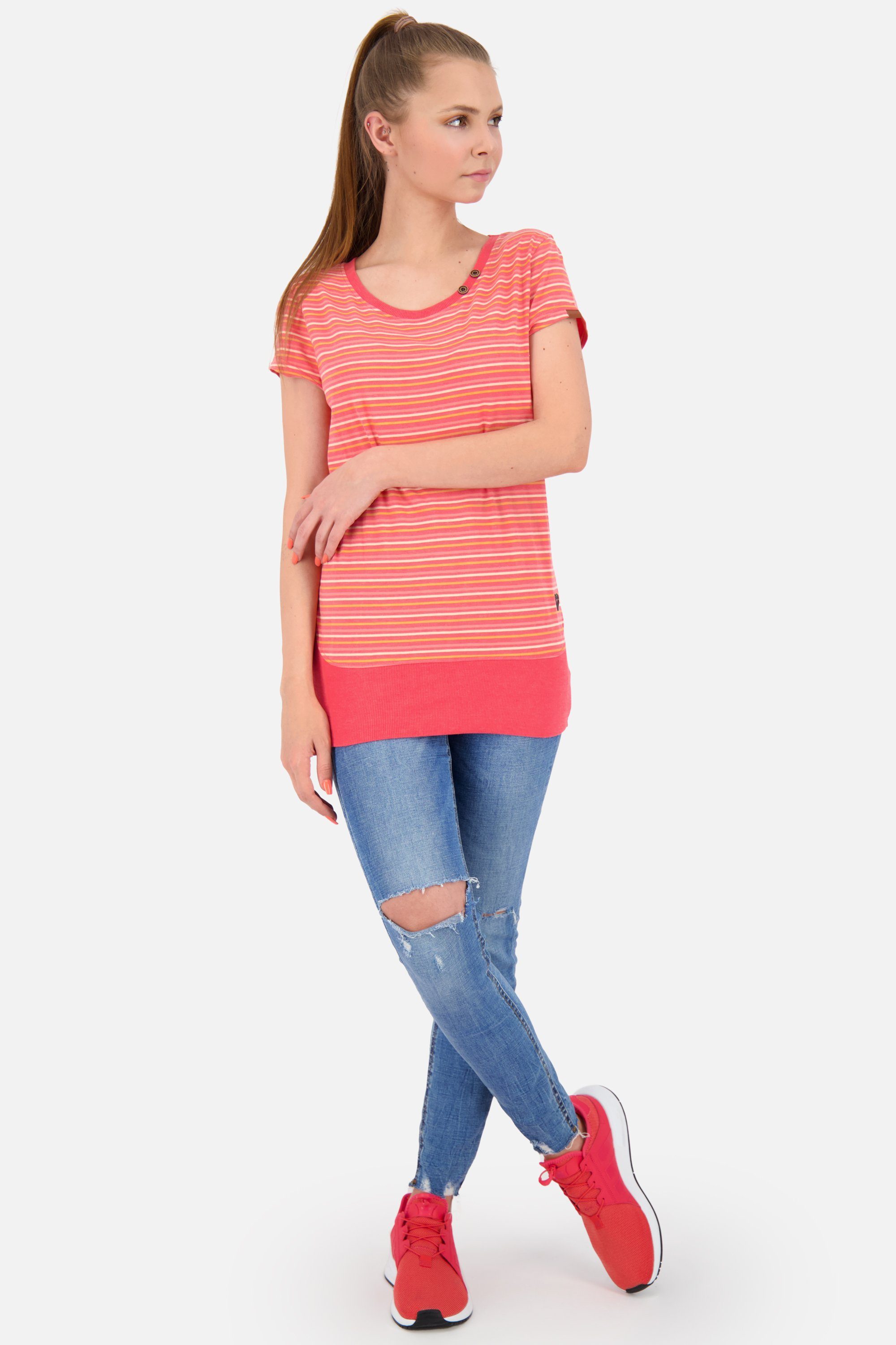 Alife & Kickin Rundhalsshirt Damen Kurzarmshirt, coral Shirt Shirt CocoAK Z