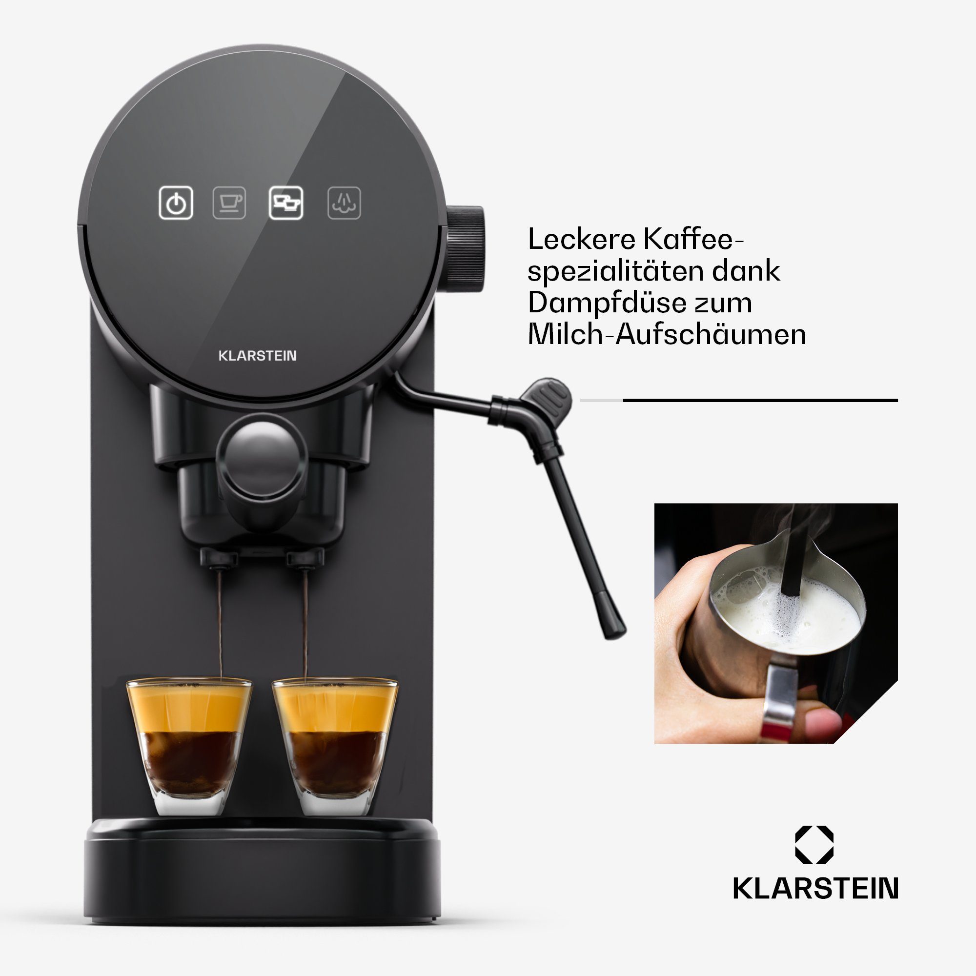 Klarstein Filterkaffeemaschine Furore, 0.9l Bar Touch LED Kaffeekanne, Tassenwärmer Elektrisch 20 0,9 L Schwarz