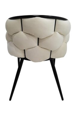 Qiyano Esszimmerstuhl Design-Stuhl 2er Set Creme/Schwarz - Geflochten & Gepolstert