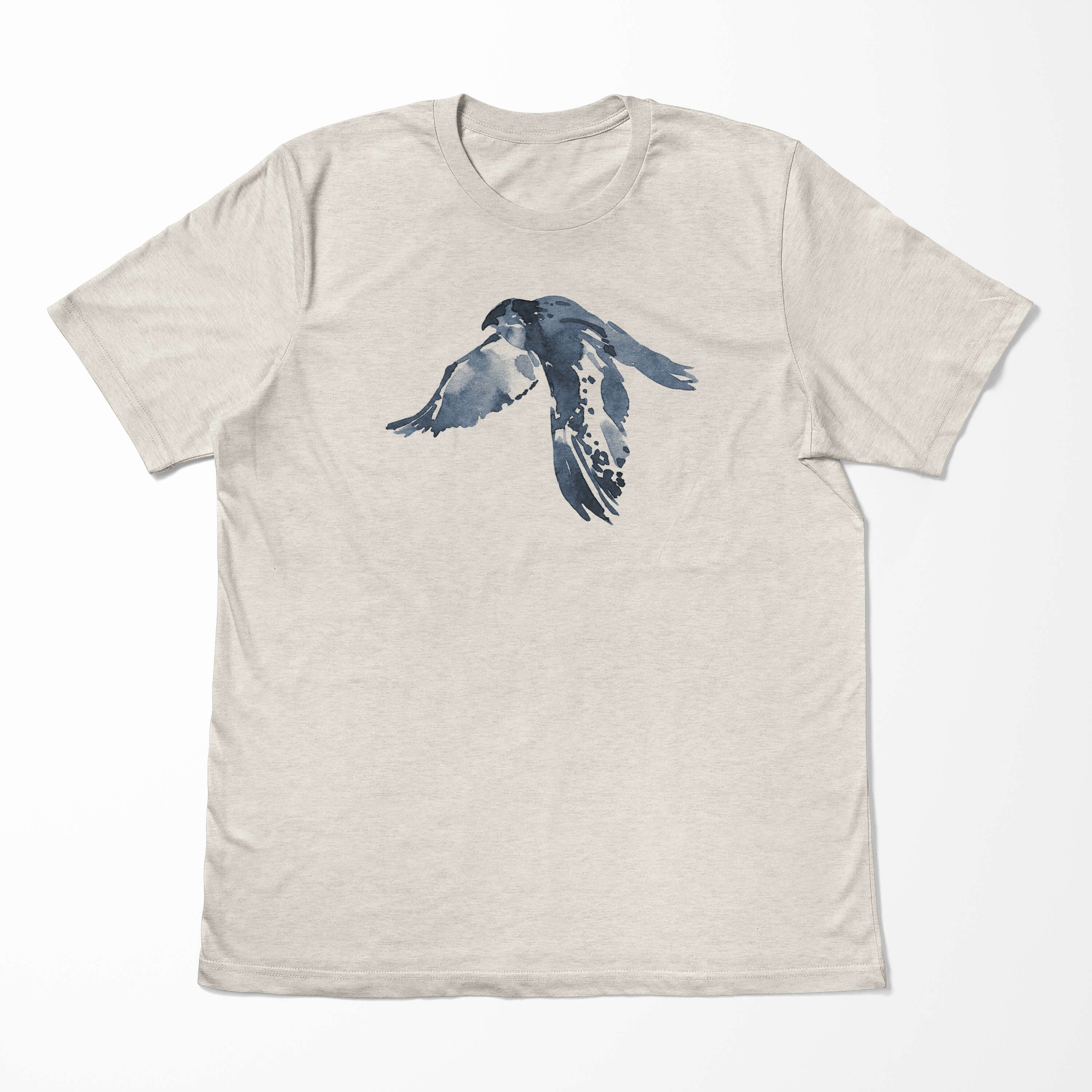 Sinus Art T-Shirt Motiv Bio-Baumwolle Nachhaltig Organic Shirt Farbe T-Shirt (1-tlg) Aquarell Vogel Ökomode Abstrakt Herren