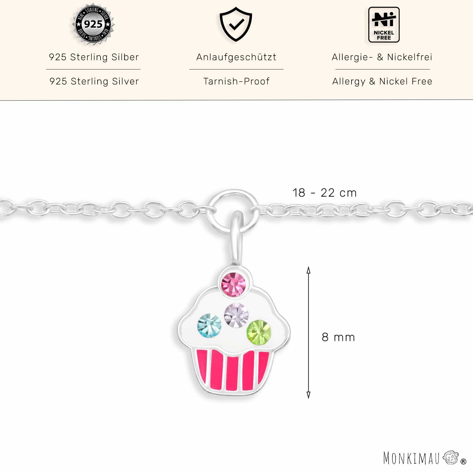 (Packung) Cupcake mit Schmuck Anhänger Silberarmband Kuchen Monkimau Silber Armkette