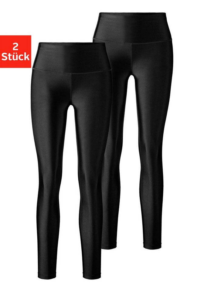 (2er-Pack) Material Leggings Glänzendes LASCANA