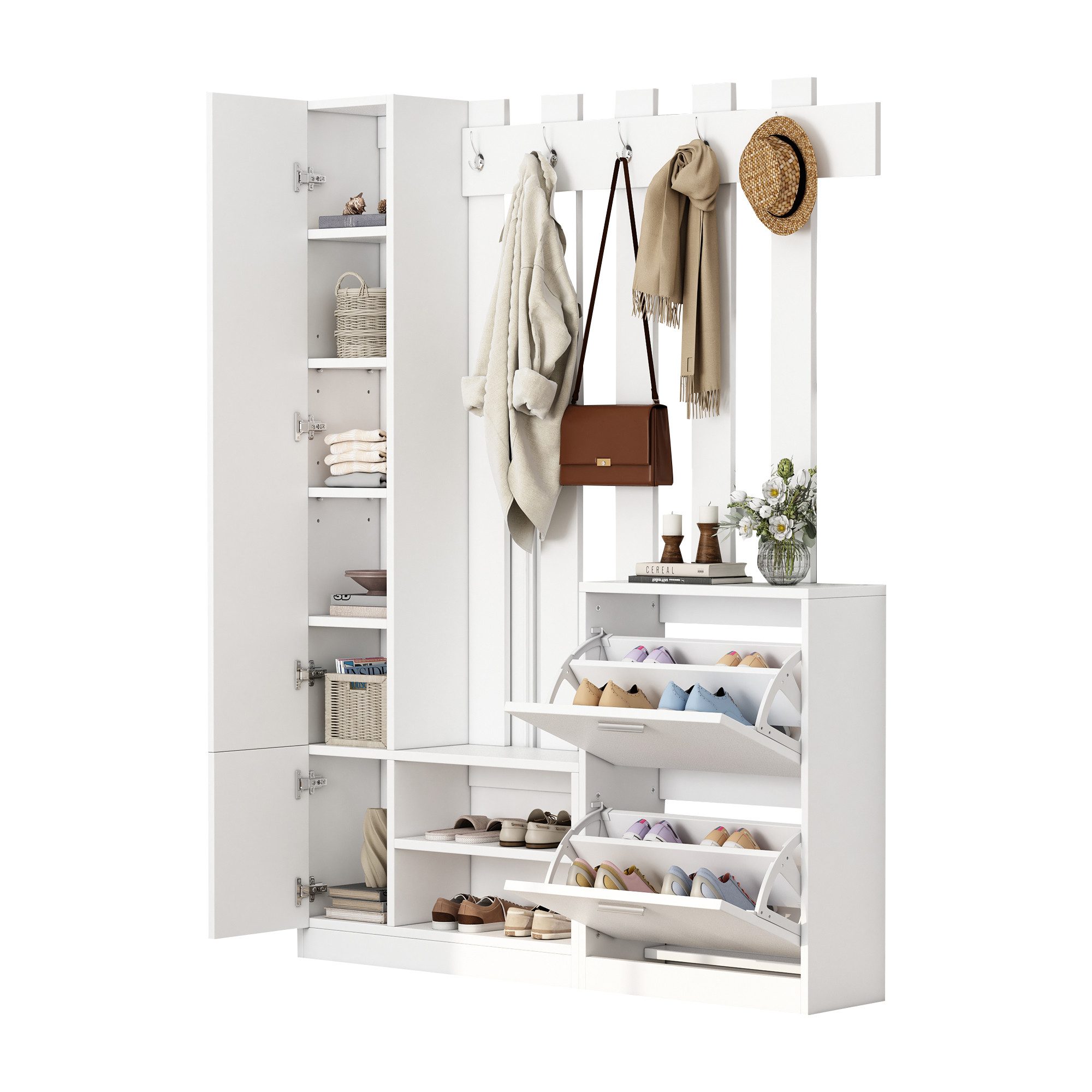 MODFU Garderoben-Set mit integriertem Spiegel, (Flurschrank, günstig online kaufen