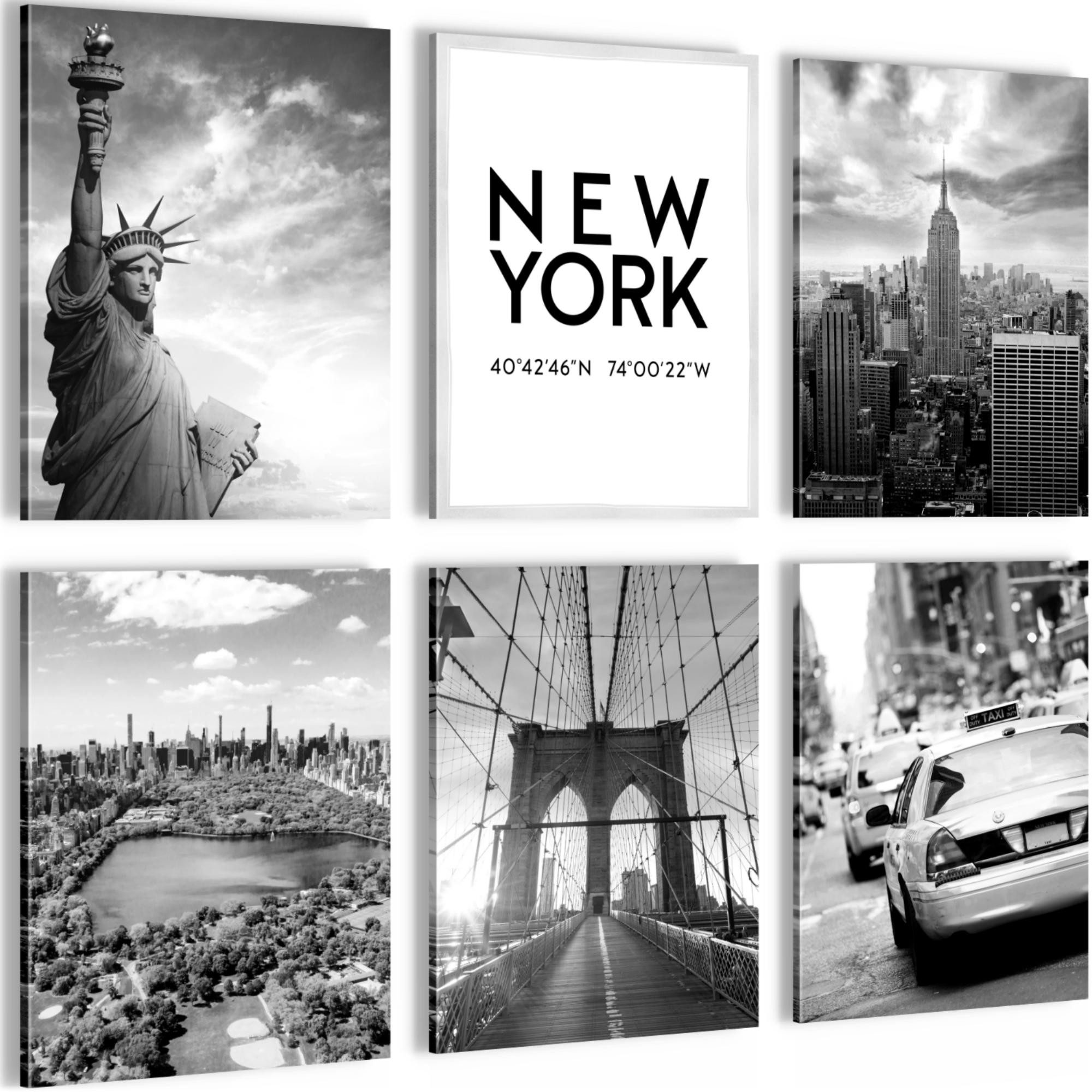 Novart Wandbild KEIN EXTRA RAHMEN BENÖTIGT Büro Bilder Modern New York City N013165a, 30 x 40 cm - 6 Bilder