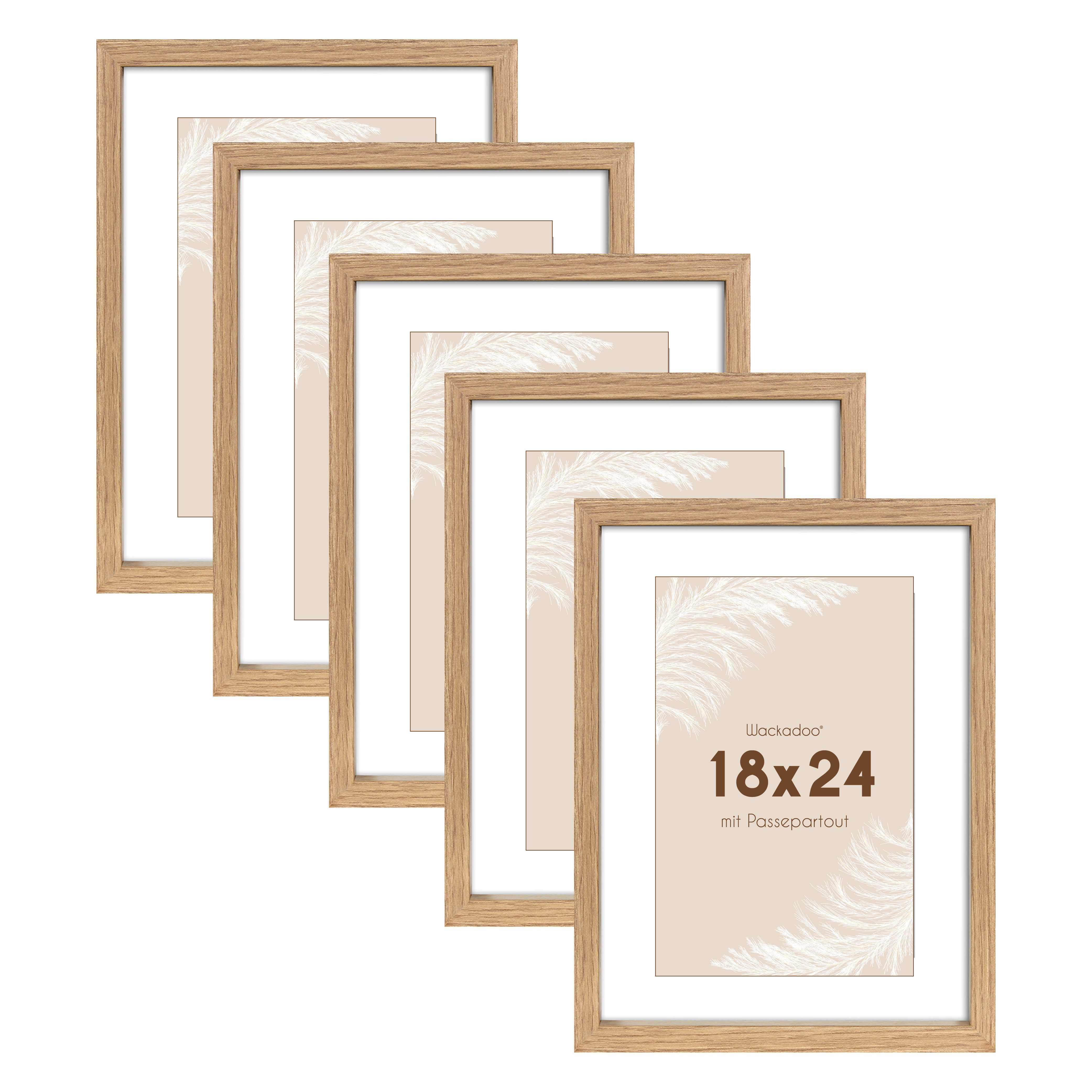 Wackadoo Living Рамки Serie Nordic MDF Holz mit Glasscheibe und Passepartout, (5 St), FSC Holz