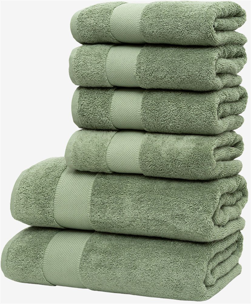 Wolkenfeld Handtuch Set Premium Low-Twist Baumwolle 550 g/m² – 6-teiliges Bade-Set, Frottier (6-St), 2 Duschtücher 70×140 cm & 4 Handtücher 50×100 cm