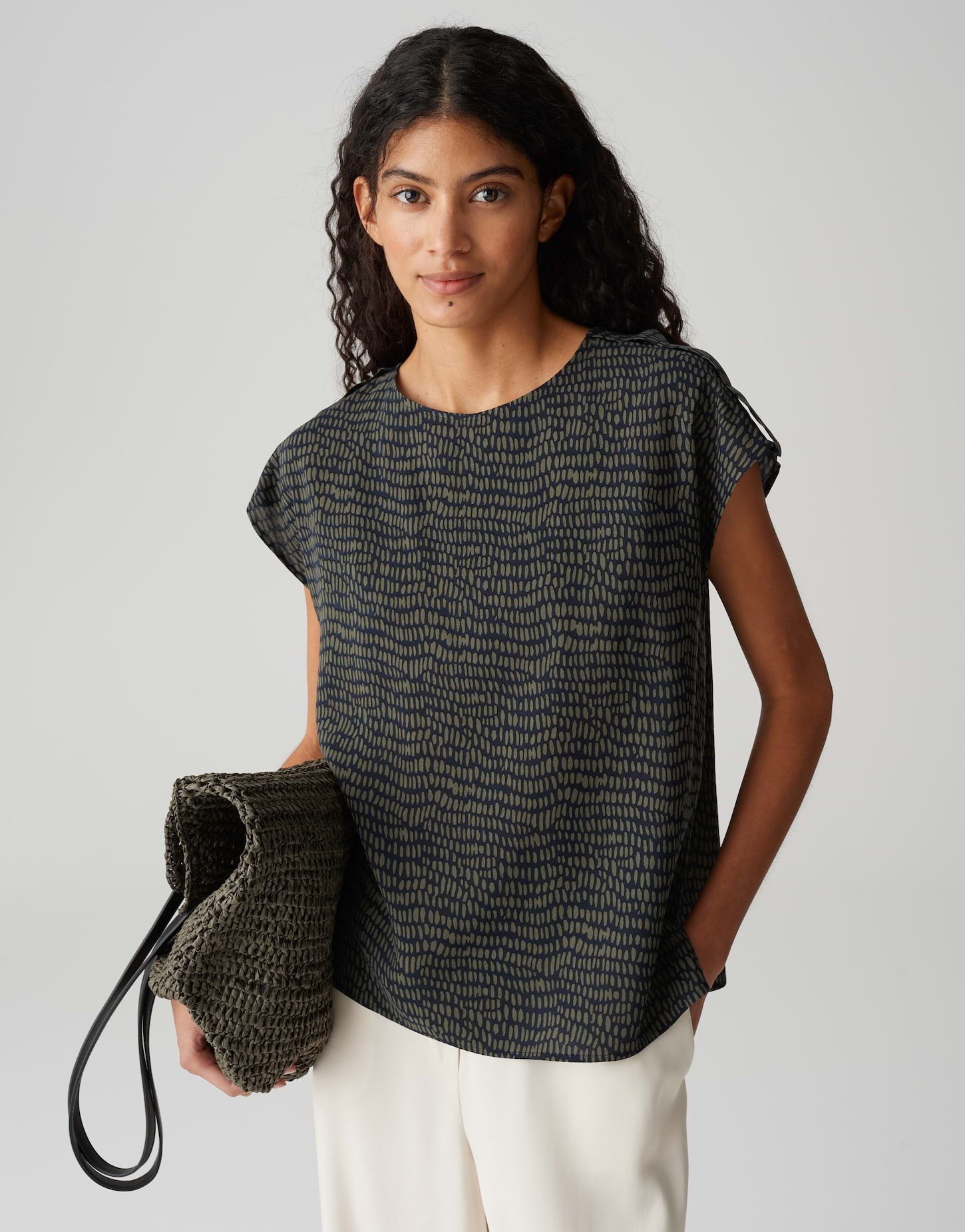 OPUS Kurzarmbluse FERENA SPLASH aus weich fließender Viskose günstig online kaufen