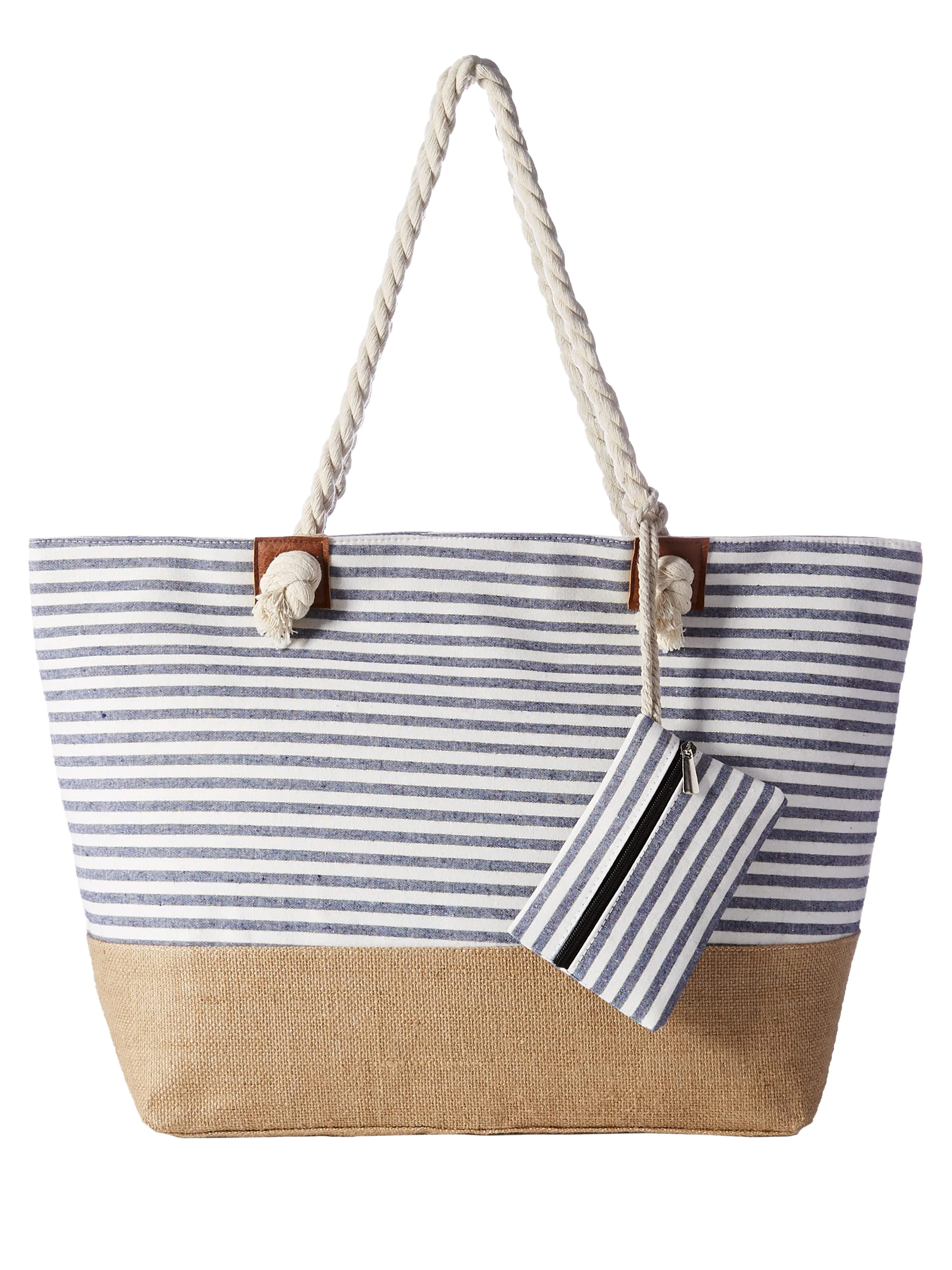 DonDon Strandtasche Shopper wasserabweisende Tasche (2-tlg), Große Strandtasche, mit Reißverschluss, inkl. kleinem Beutel