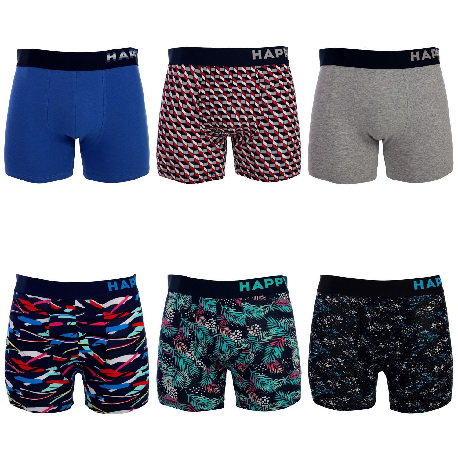 Boxershorts HAPPY SHORTS Herren Boxershorts 6er Pack Desortiert Surprise Pack