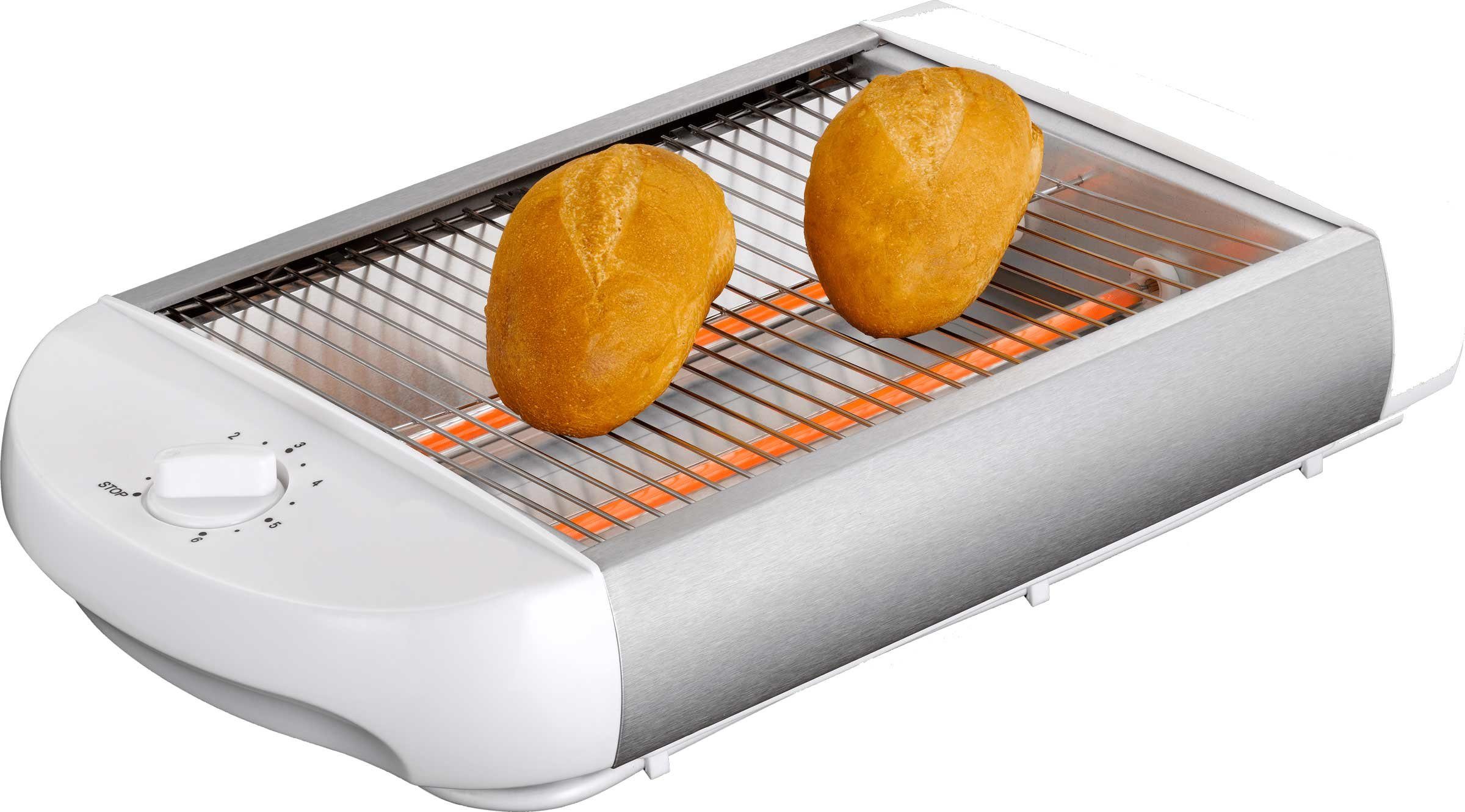 EPIQ Toaster 80001212 Flach-Toaster Brötchen-Röster, Weiß, 600 W