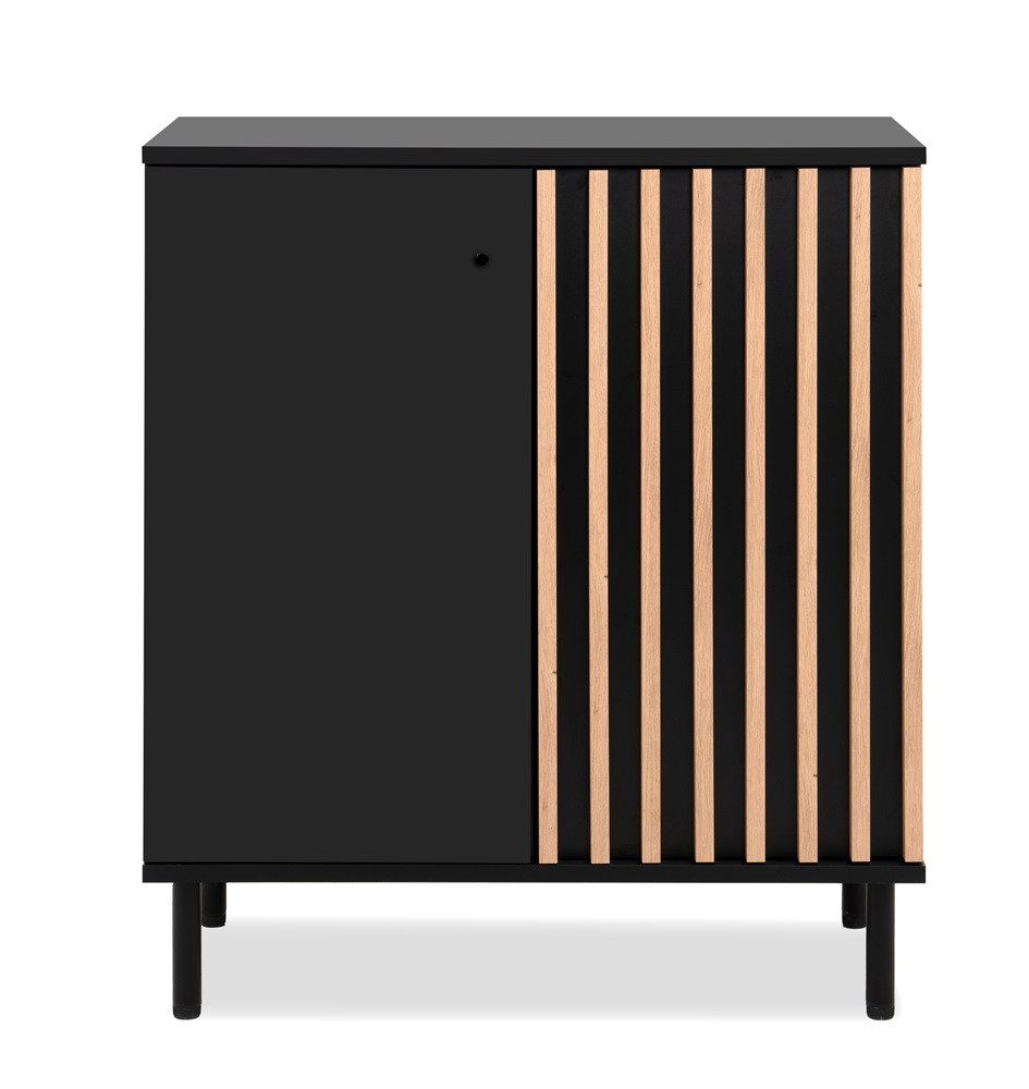 Finori Sideboard Kommode Monza, mit 3D-Lamellen, Artisan Oak / schwarz
