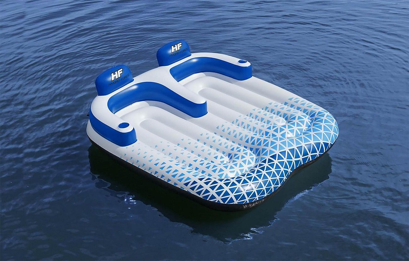 2 Force Becherhalter Luftmatratze mit (Wasserliege Indigo Personen), für Schwimmliege BESTWAY Kopstütze mit Hydro Wave,