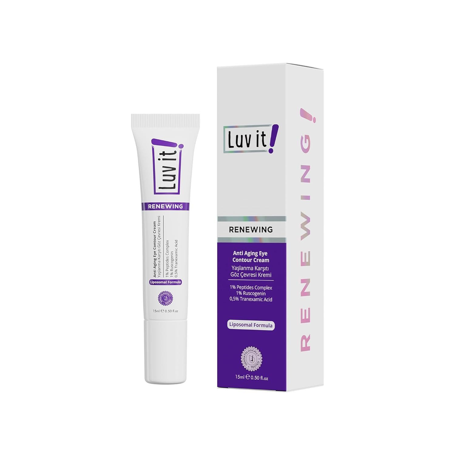 Luv it! Anti-Aging-Augencreme mit Peptiden, Hyaluronsäure und Niacinamid, 30ml