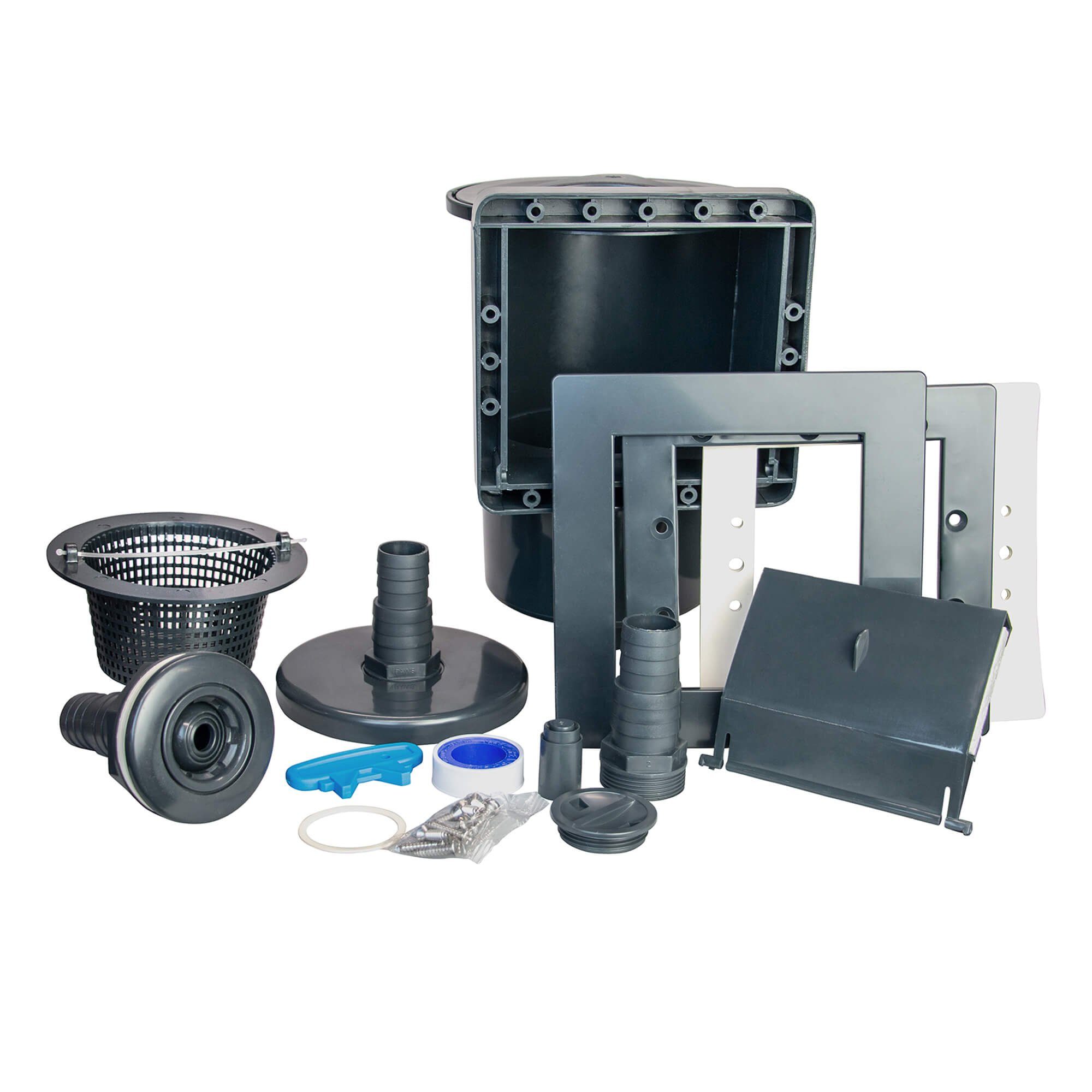 Planet Pool Skimmer Einbauskimmer und Rücklaufdüse (38 mm), anthrazit (Komplett-Set, 1 St)