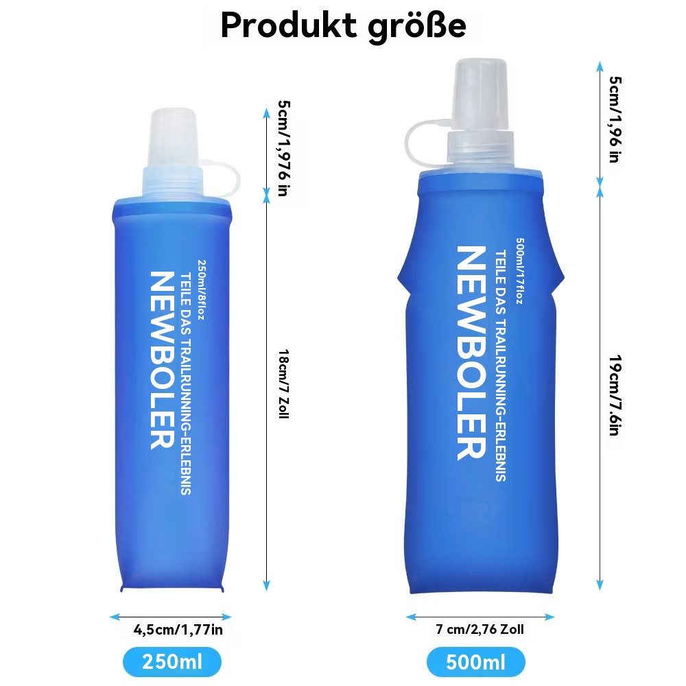 Blusmart Trinkflasche Faltbare Silikon-Wasserflasche, 250 ml/500 ml, Für den Außenbereich, zum Laufen, Camping, Wandern, Reisen – Bild 4 von 5