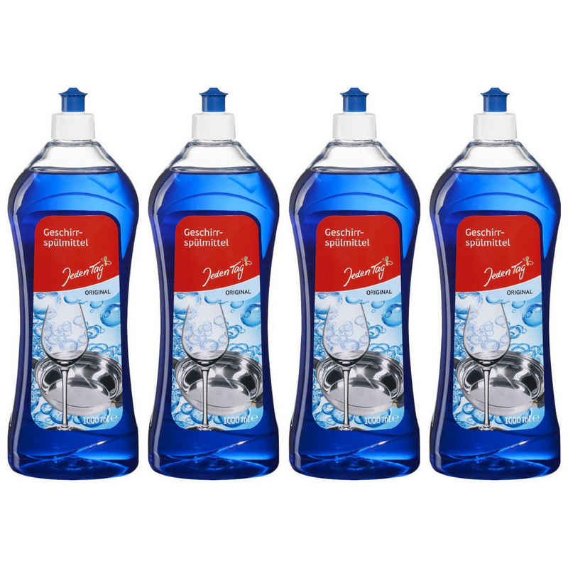 Jeden Tag 4 x JedenTag Spülmittel Original 1l Flasche Geschirrspülmittel