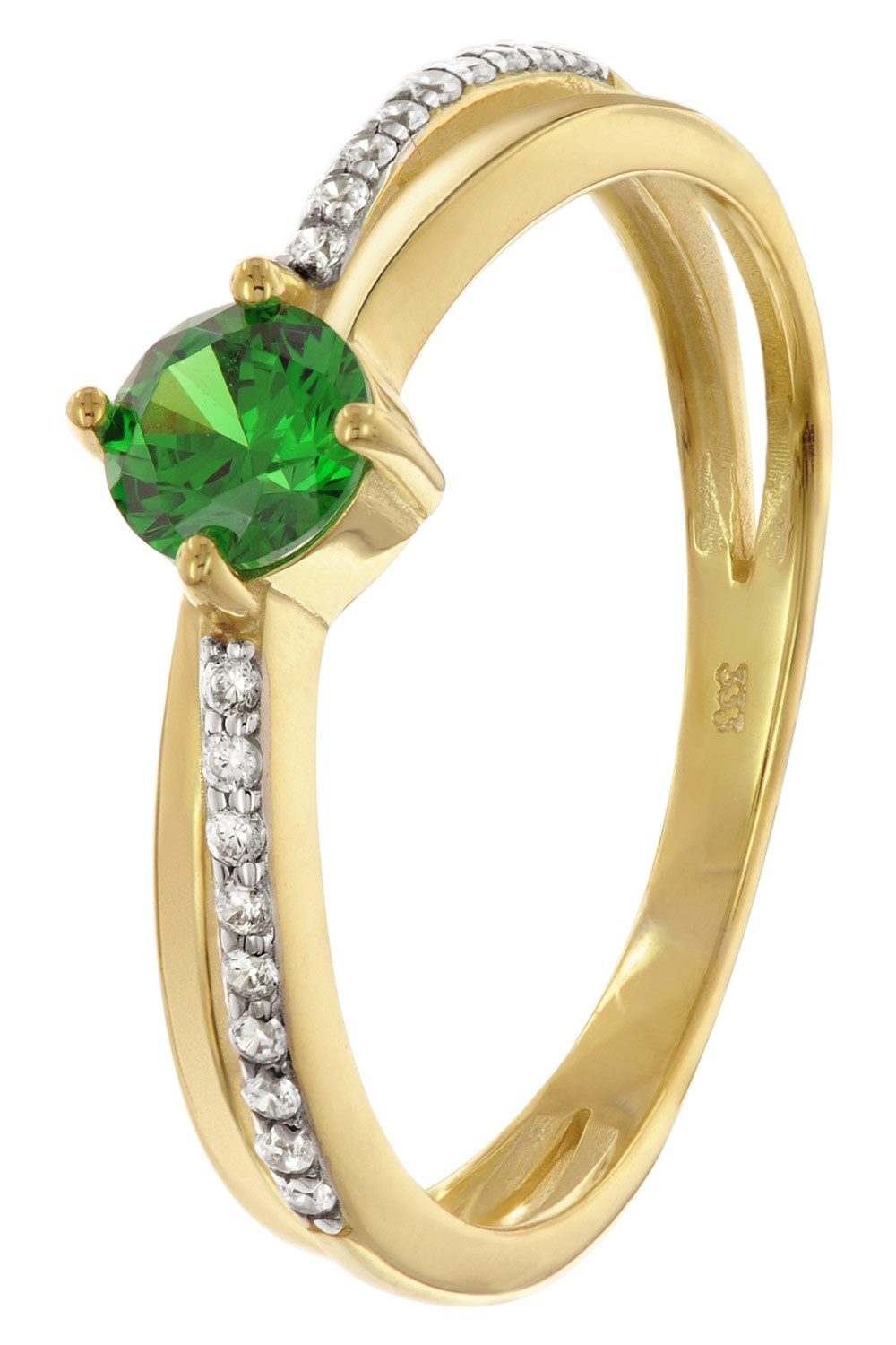 trendor Goldring DamenGold 333/8K mit synthetischem Smaragd und Zirkonias günstig online kaufen