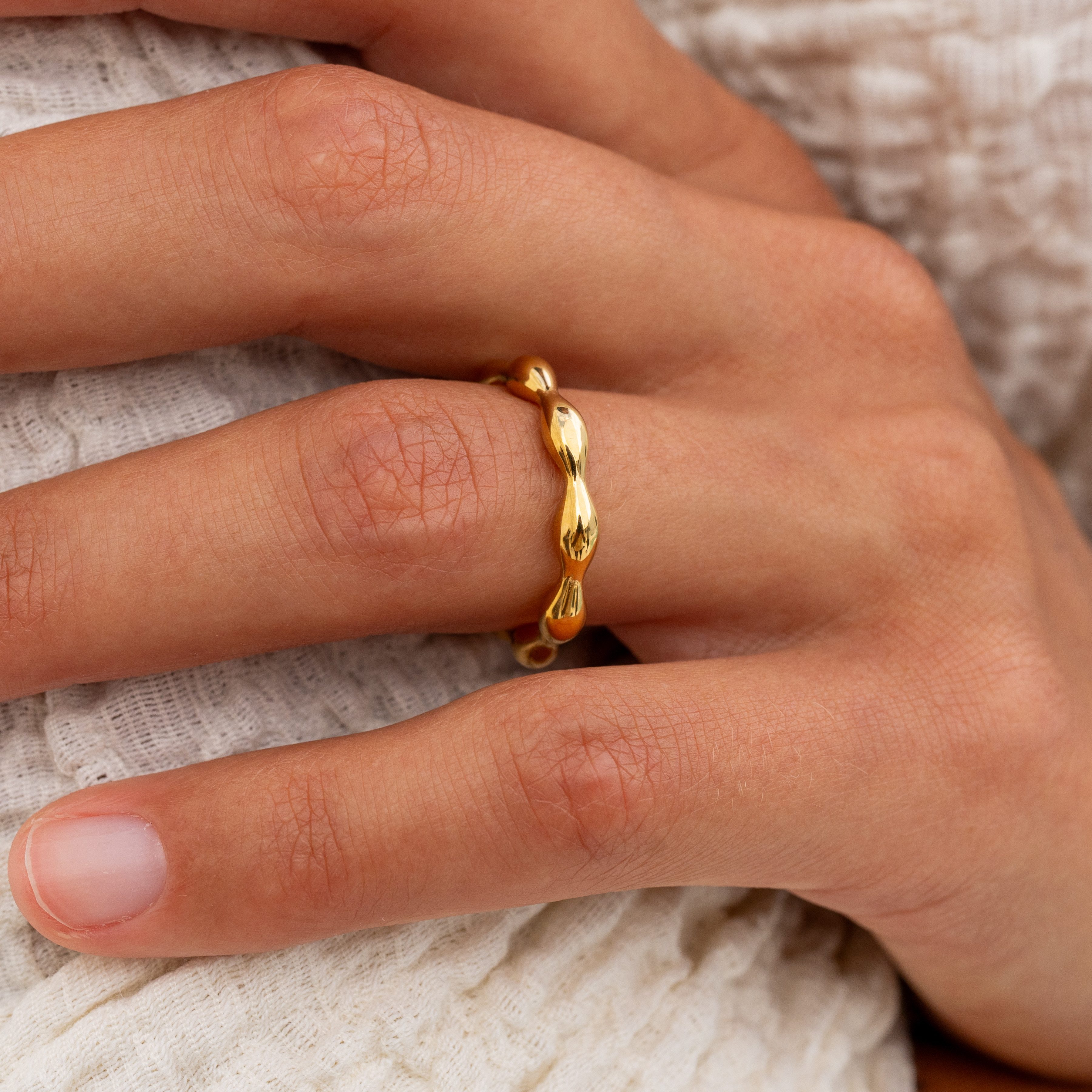 Made by Nami Goldring Boho Damenring gold Vintage Schmuck Edelstahl verstel günstig online kaufen