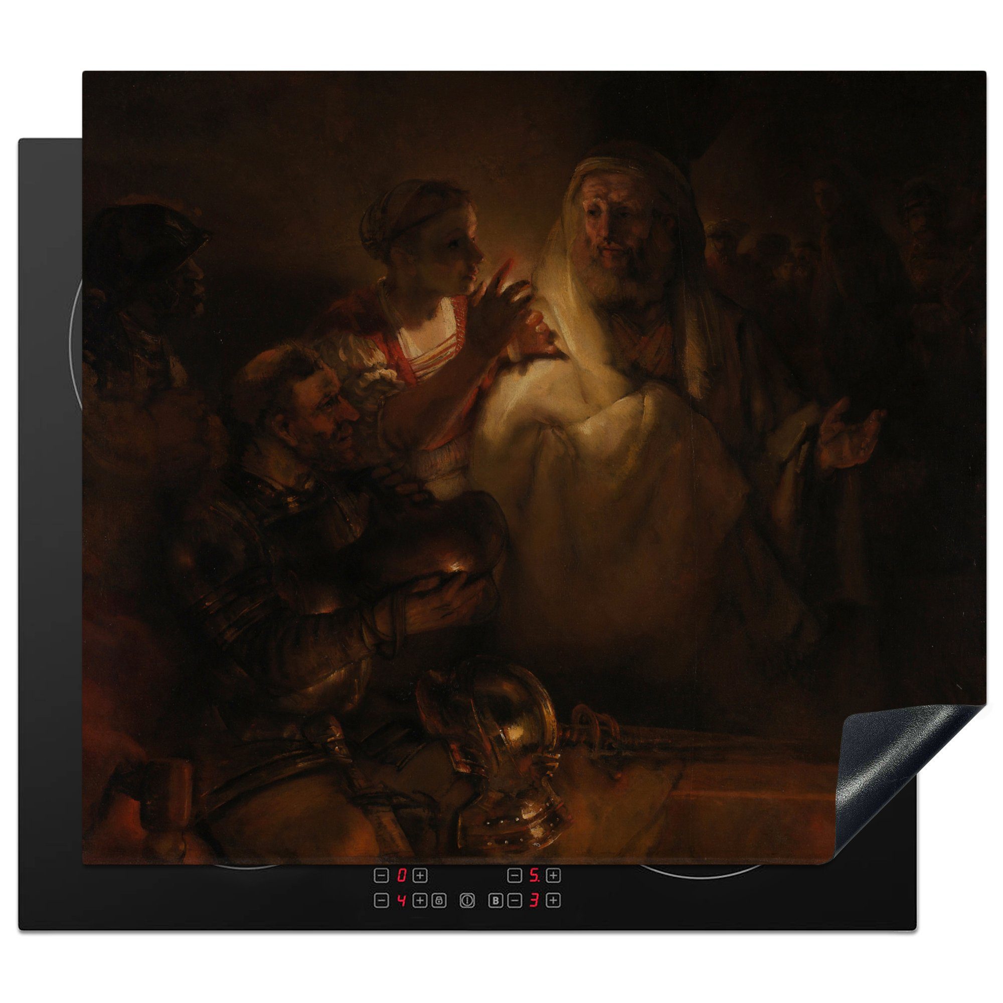 MuchoWow Herdblende-/Abdeckplatte Die Verleugnung Petrus für Rijn, Rembrandt Induktionsmatte des cm, Vinyl, - Ceranfeldabdeckung 59x52 die küche, tlg), (1 van