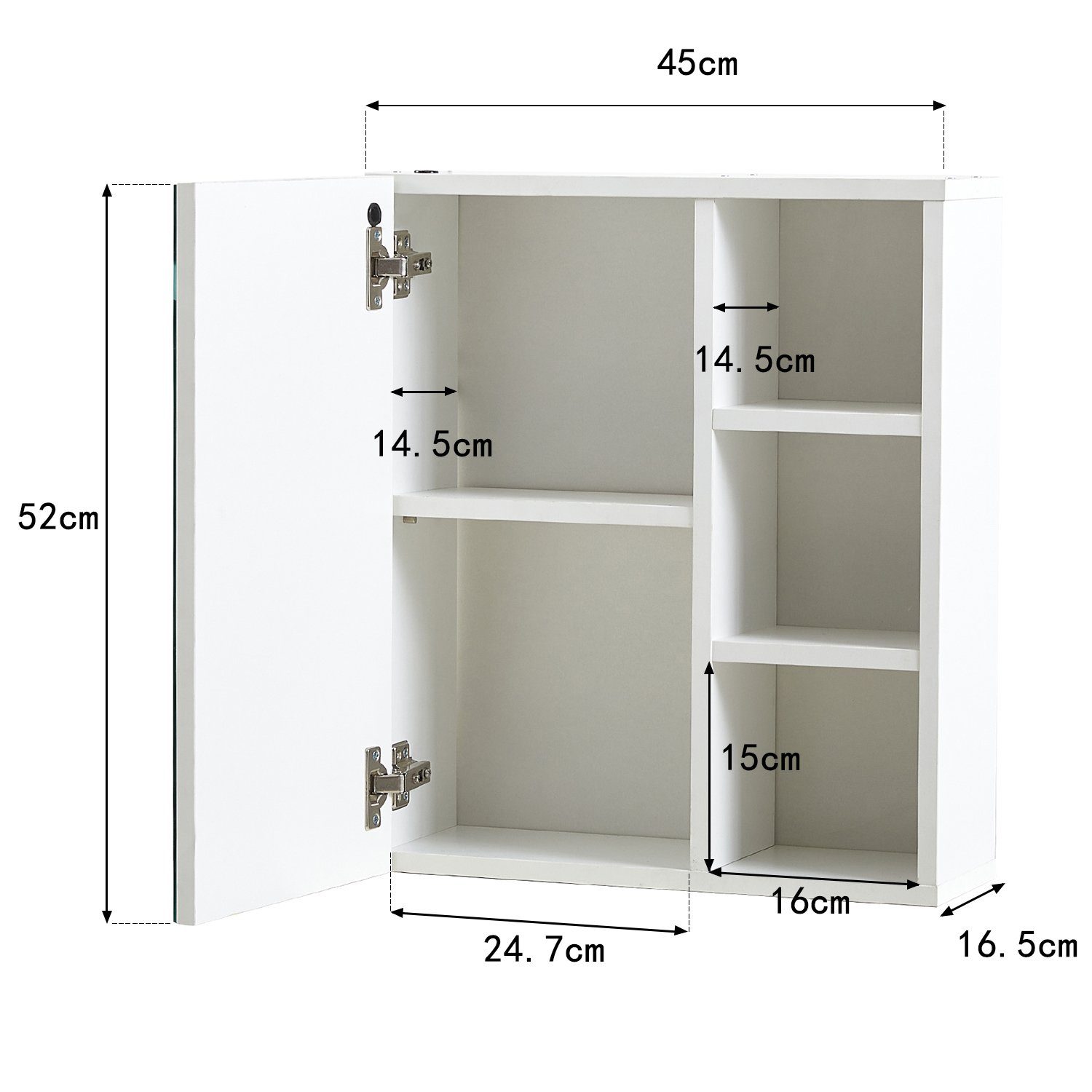 Ofcasa Badezimmerspiegelschrank 45x16.5x52cm Hängeschrank (1er Set) günstig online kaufen