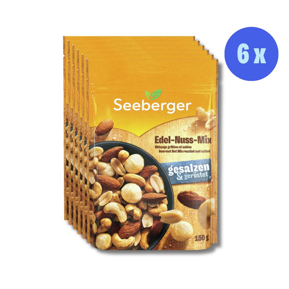 Seeberger Snacks Nüsse Seeberger Edel-Nuss-Mix Multipack – 6 × 150 g, Snack Vielfalt