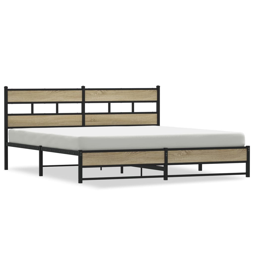 vidaXL Bett Metallbett ohne Matratze Sonoma-Eiche günstig online kaufen