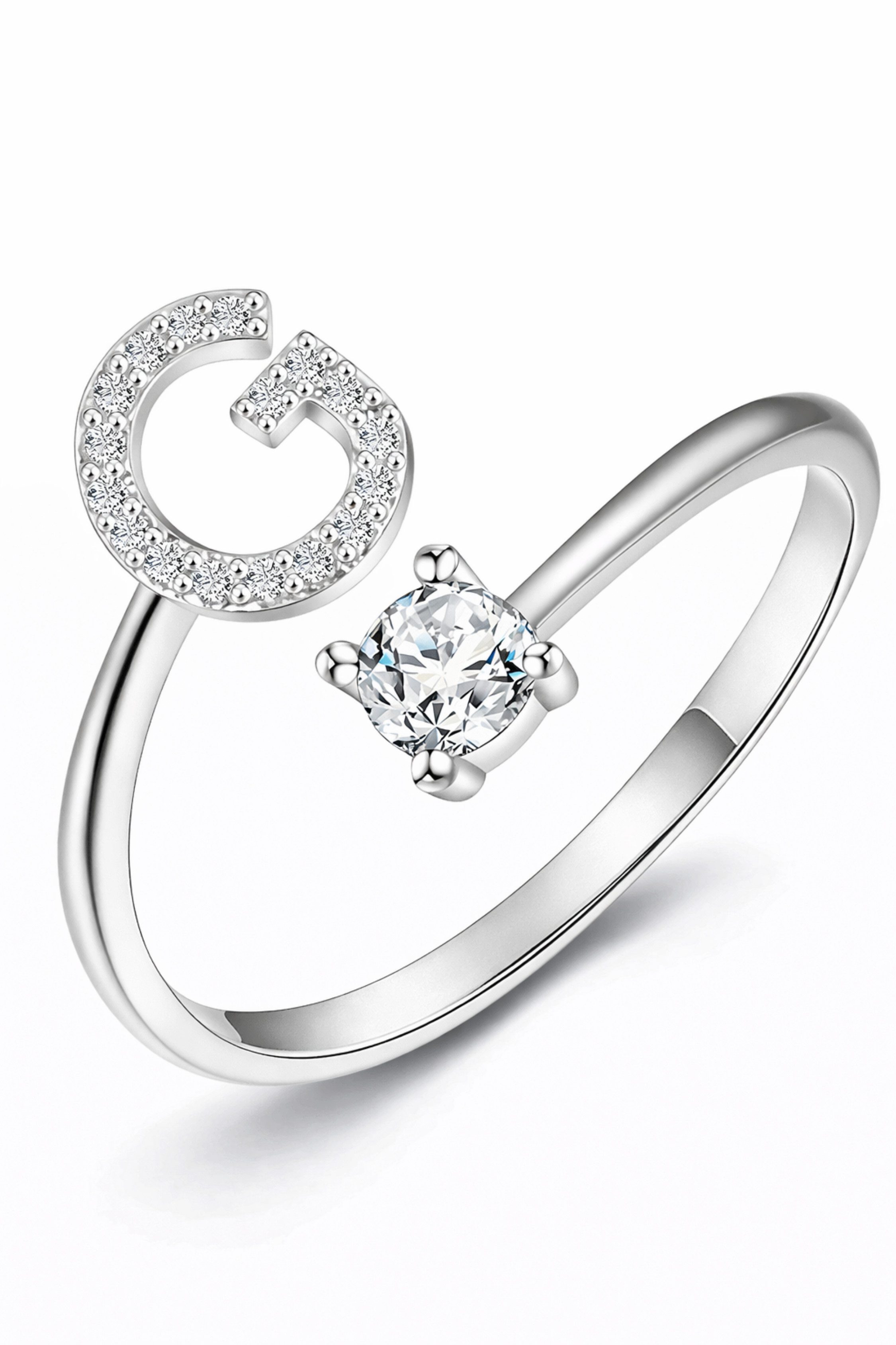 S&T Design Fingerring Buchstaben Ring Damen 14K Gold Vergoldet Silber Verstellbar Wasserfest (Goldring Geschenke für Frauen Freundin Mädchen Schmuck, 1-tlg., Buchstabenring), Damenring langlebigem Edelstahl Verstellbare Größe 50 - 60 Modeschmuck