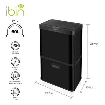 TurboTronic by Z-Line Mülleimer 3 fach Sensor, Edelstahl Gehäuse, mit Abfalltrennung, Automatik, Infrarotsensor, Bewegungssensor