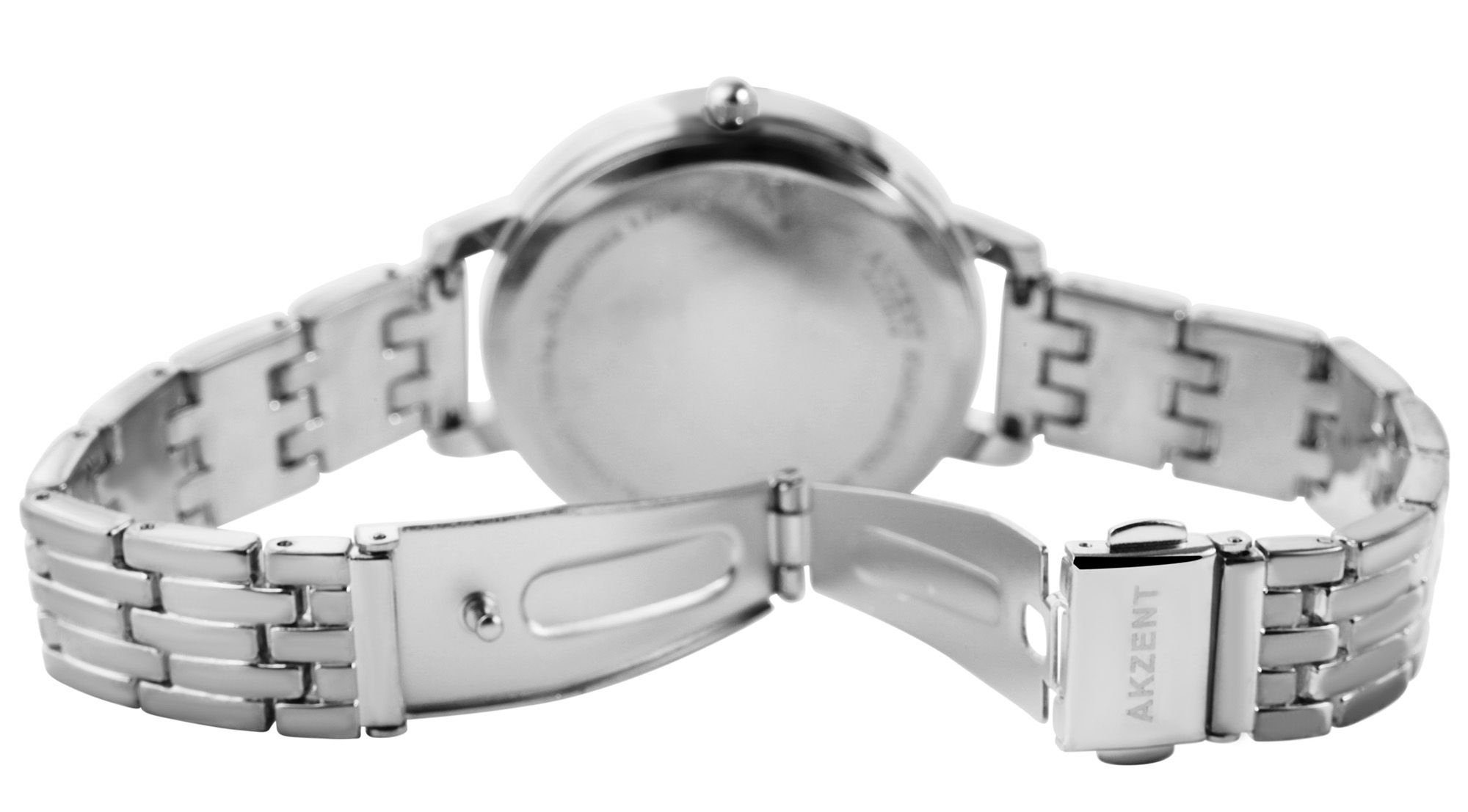 Gliederband Quarzuhr mit AKZENT Armbanduhr Sohan aus Damen Metall silberfarbig