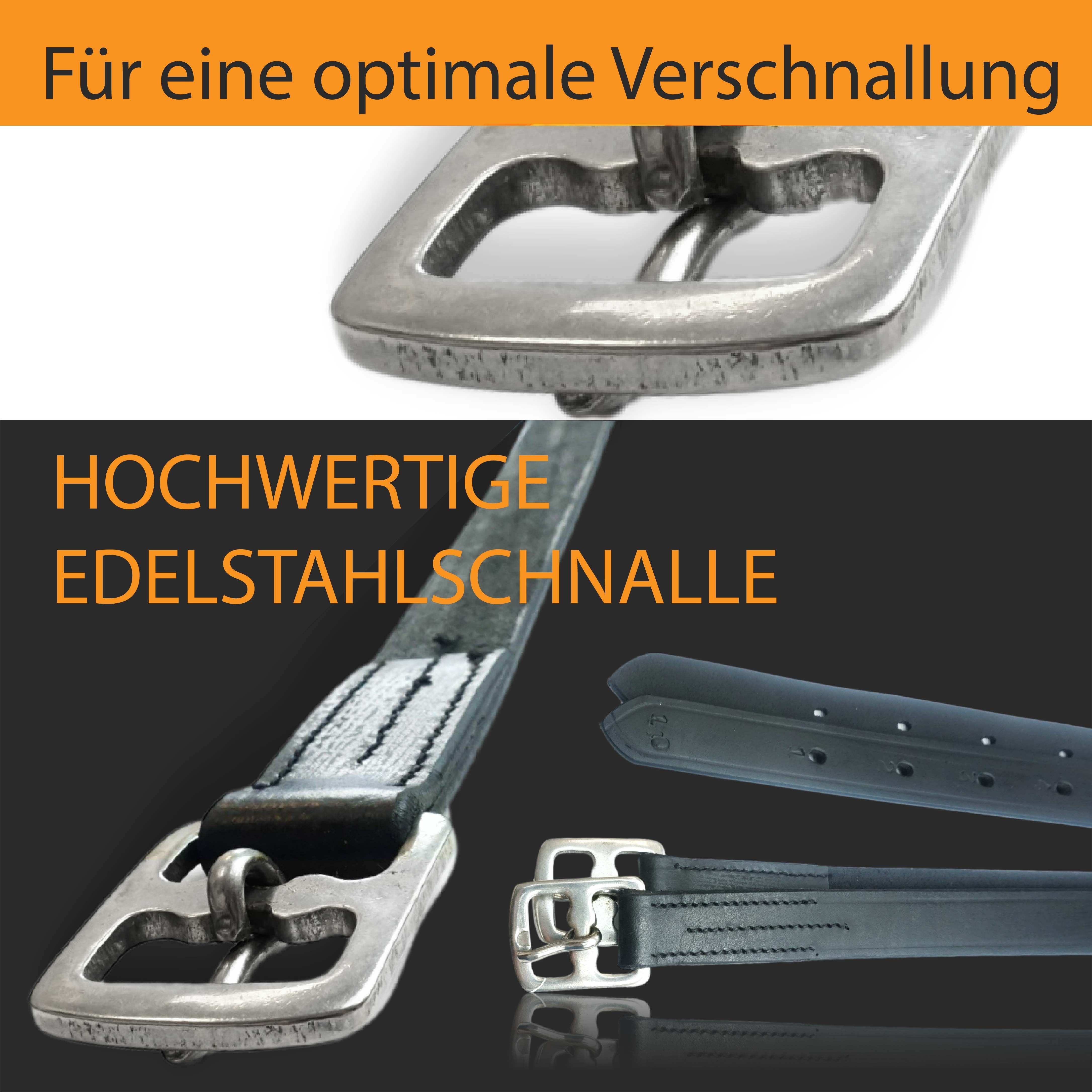 Pferdelinis Steigbügel Steigbügelriemen Leder schwarz Steigbügelriemen Länge 130cm - 160cm