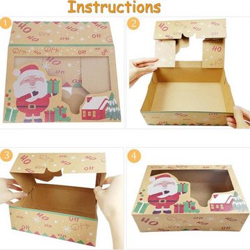 Juoungle Geschenkbox Geschenkboxen mit Weihnachtsmotiven, faltbare Pappbox