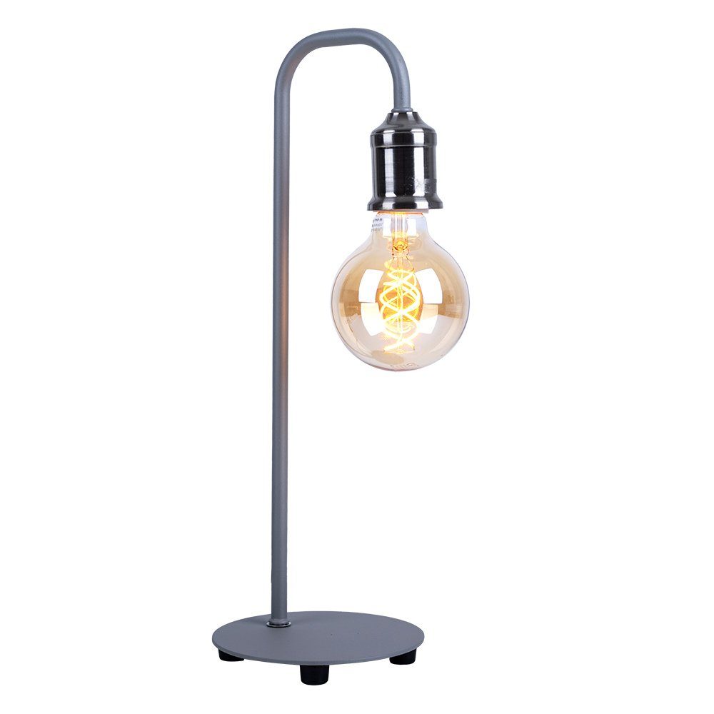GLOBO LIGHTING LED Tischleuchte, Leuchtmittel nicht inklusive, Tischlampe Tischleuchte Wohnzimmerlampe Leselampe grau Retro H 43,8 cm