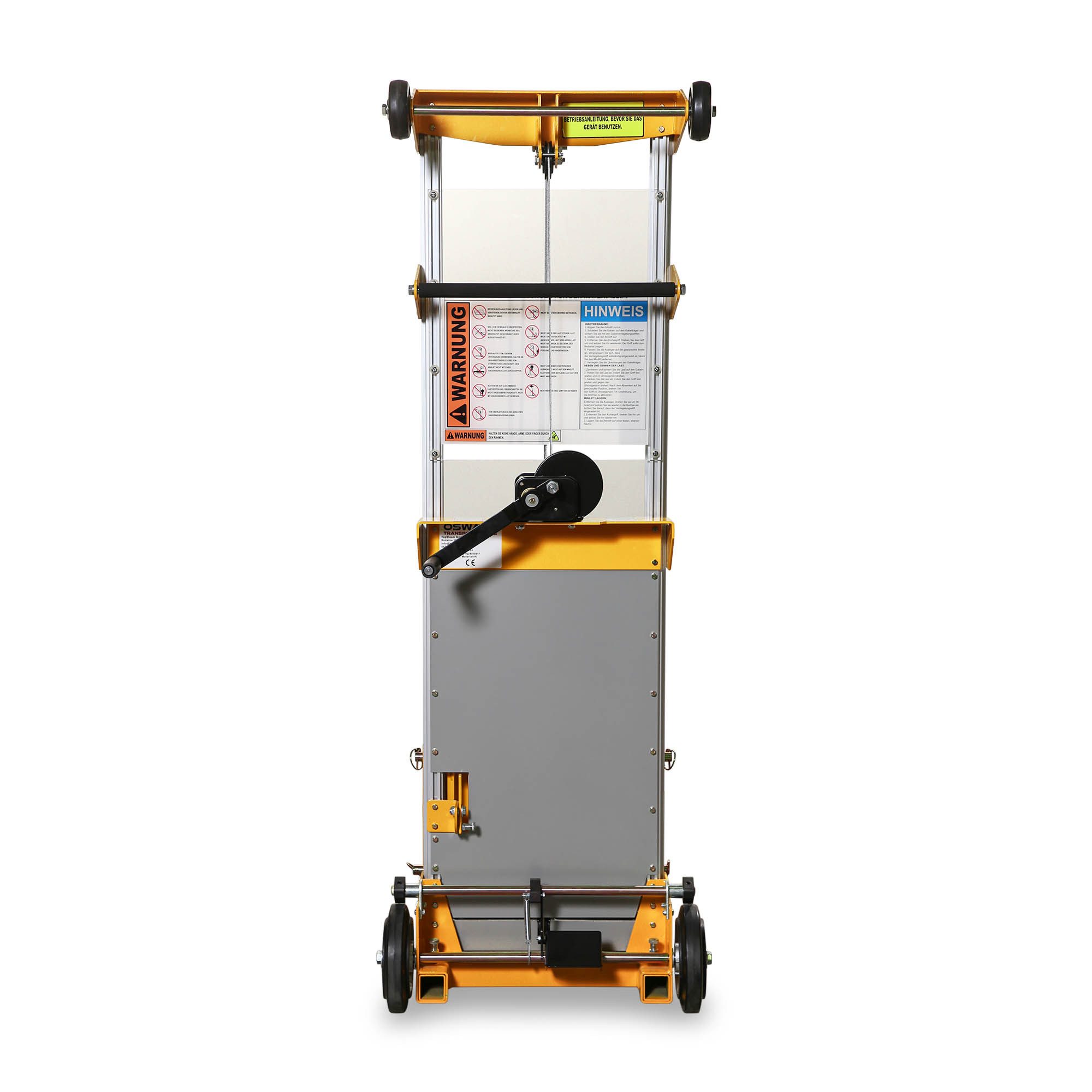 OSWALD Transportgeräte Gabelhubwagen Materiallift AML181 mit Seilwinde 181 kg Tragkraft, 2500 mm Hubhöhe, (AML181), Hubsystem aus Aluminium, Gabelbreite 540 mm