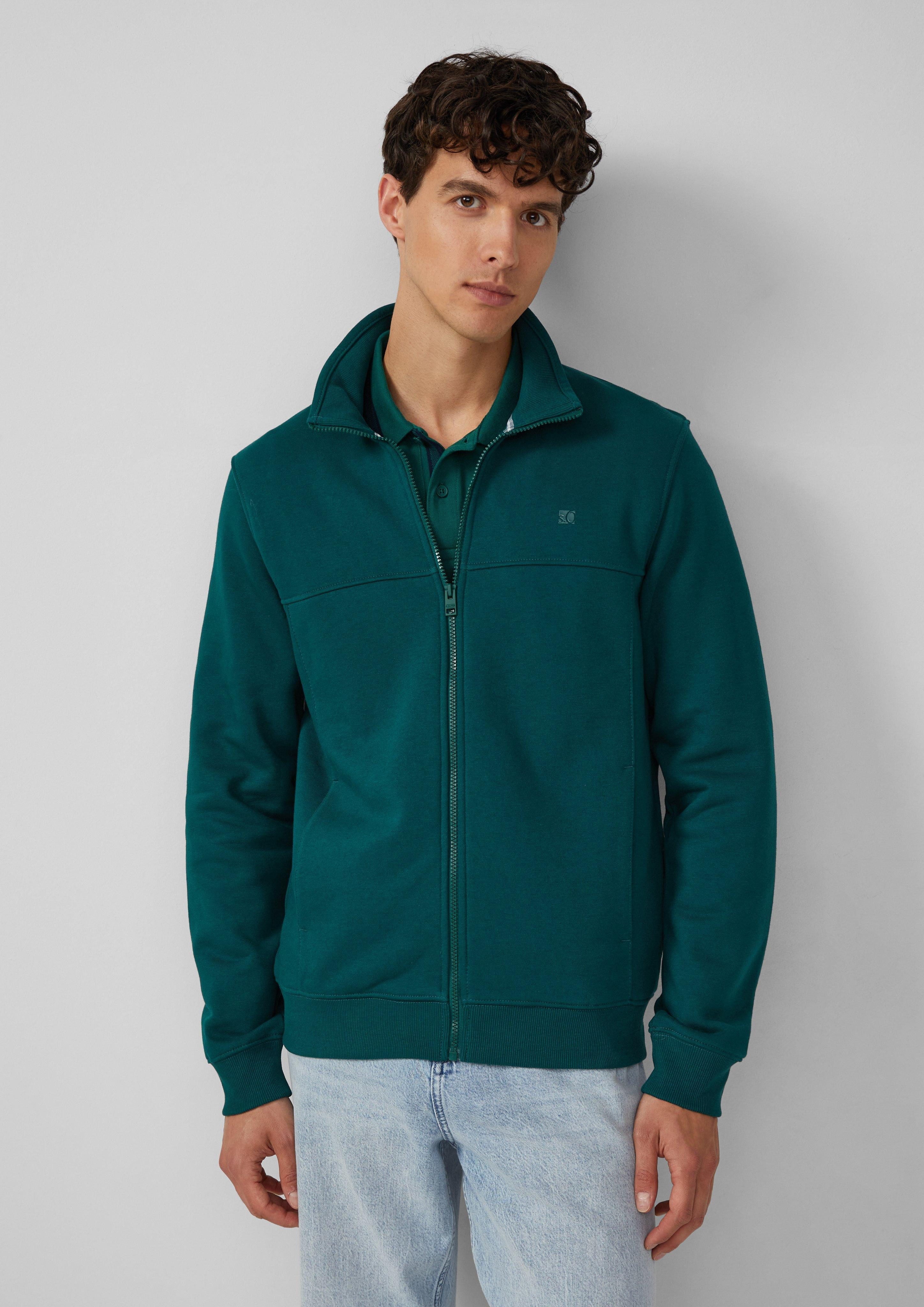 s.Oliver Allwetterjacke Sweatjacke mit Stehkragen und Logo-Detail