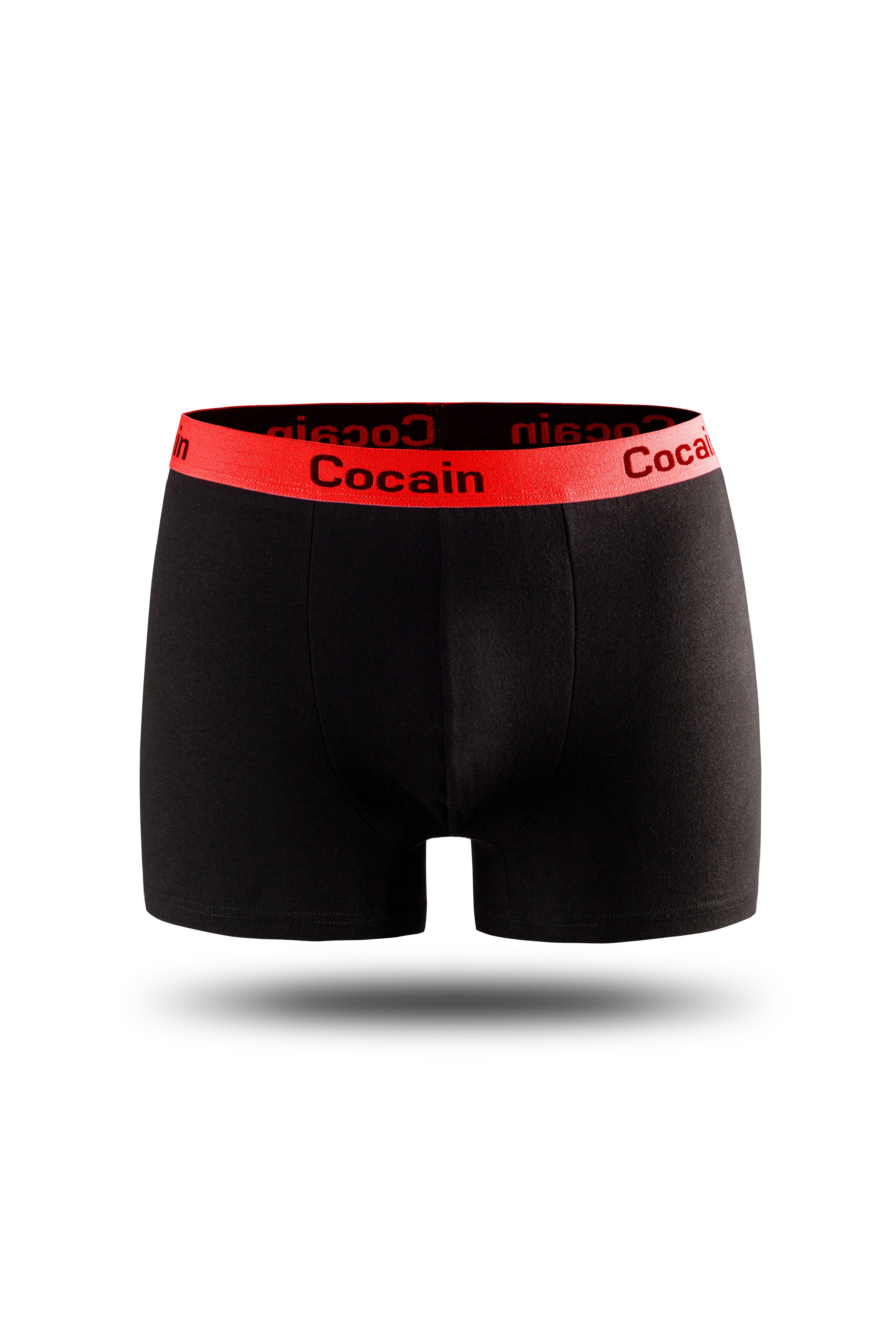 Cocain underwear Boxershorts Herren Boxershorts Spitzenqualität am farbigem Logoschriftzug (5-St., schwarz aus Europa mit Bund Bund 5er-Pack)