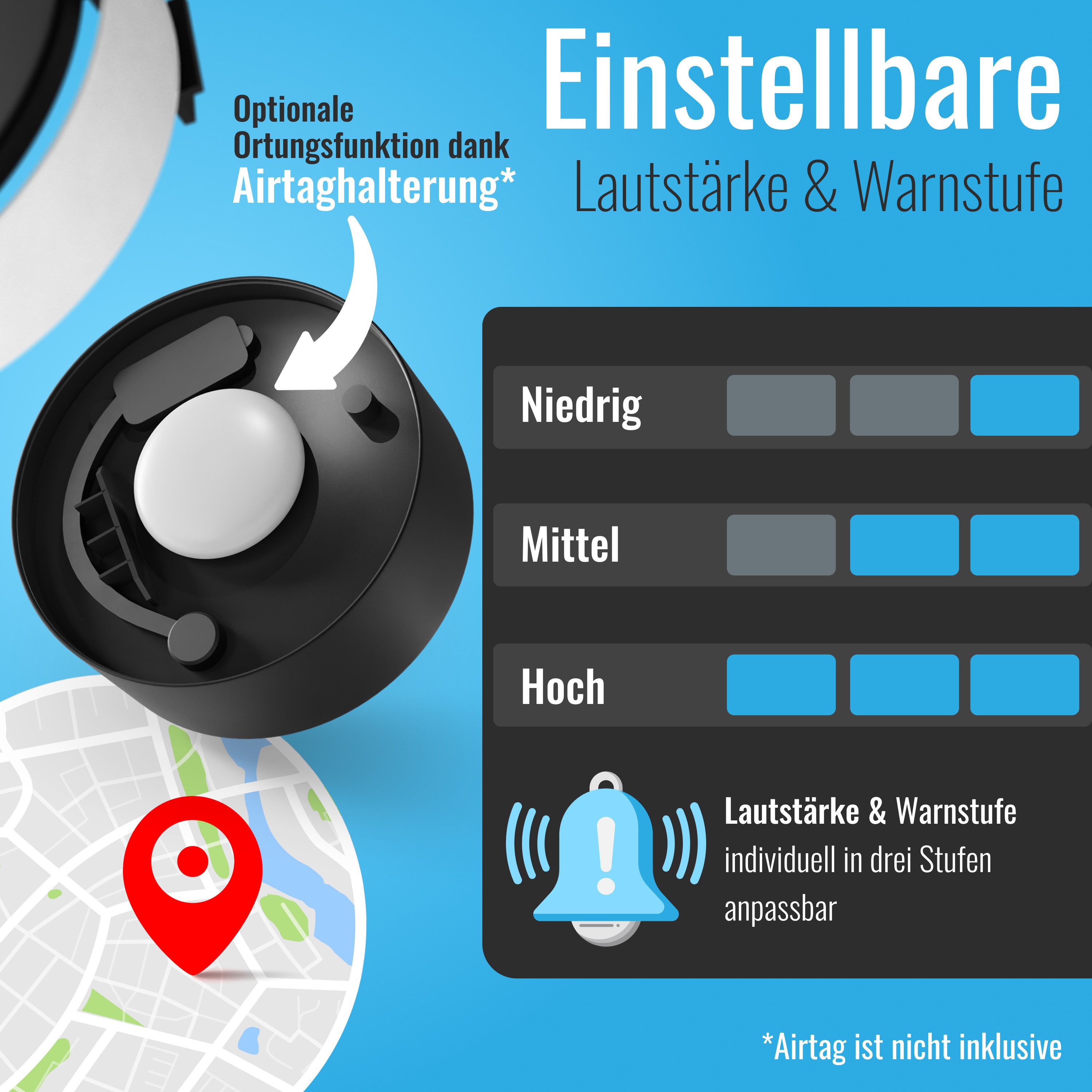 Parkwächter Fahrradalarm mit Universal Flaschenhalter Fahrrad-Alarmanlage (Wasserfeste Fahrradhalterung in weiß)