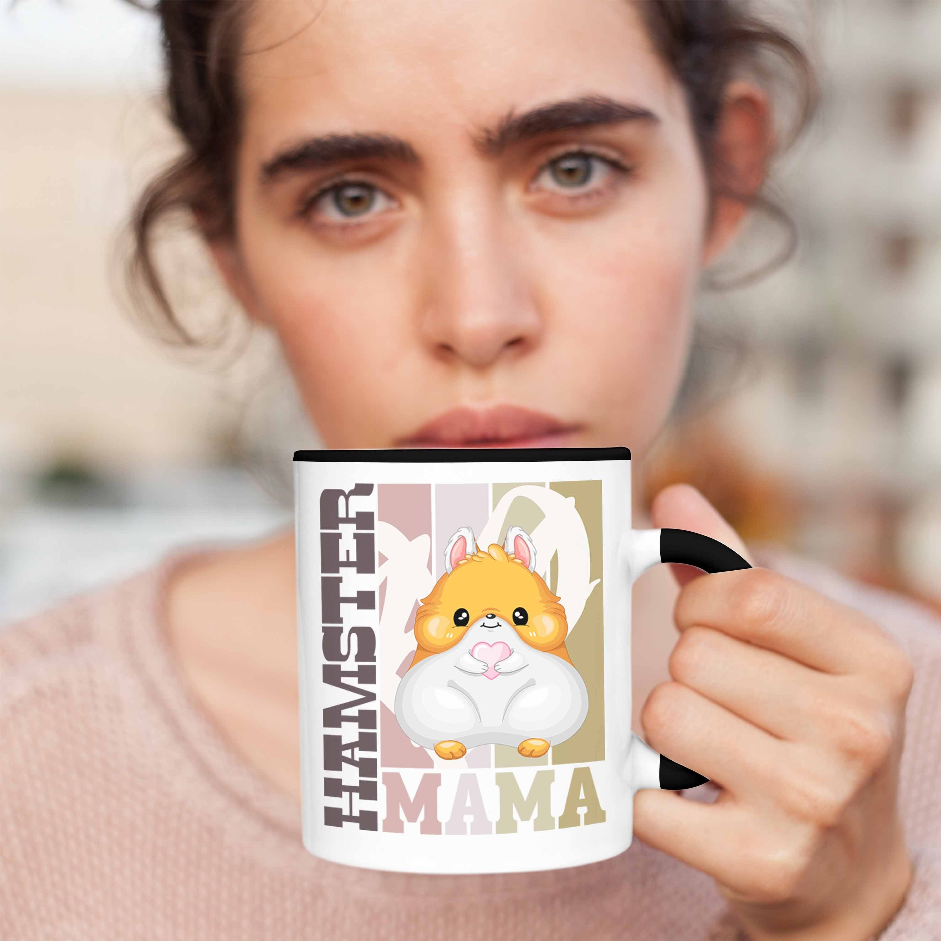 Mama Trendation Besitzerin Hamster für Geschenk Tasse Schwarz Spruch Tasse Trendation Hamster -