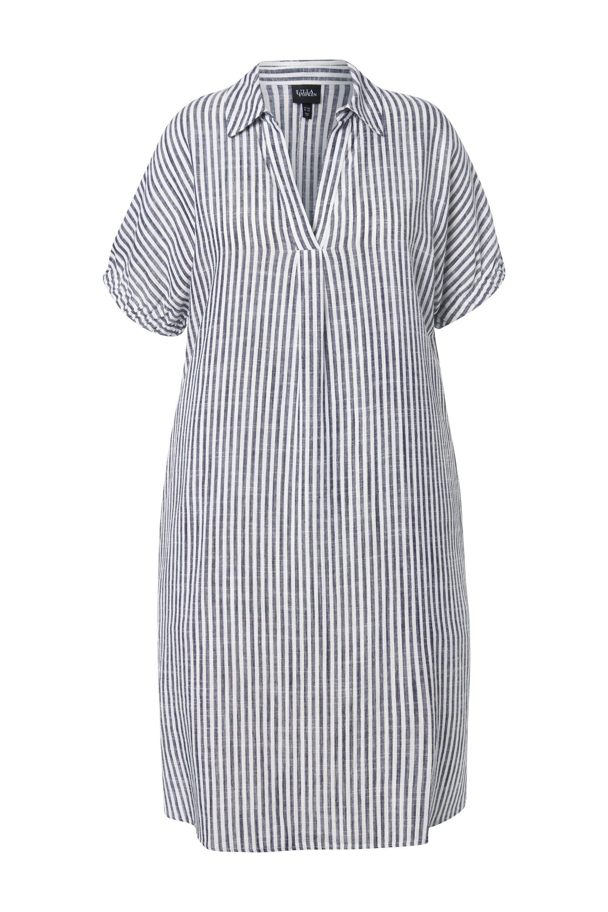 Ulla Popken Jerseykleid Leinenmix-Kleid Streifen Oversized günstig online kaufen