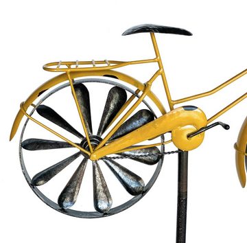 DanDiBo Gartenstecker Gartenstecker Metall Fahrrad XL 160 cm Gelb 96101 Shabby Windspiel Windrad Wetterfest Gartendeko Garten Gartenstab Bodenstecker