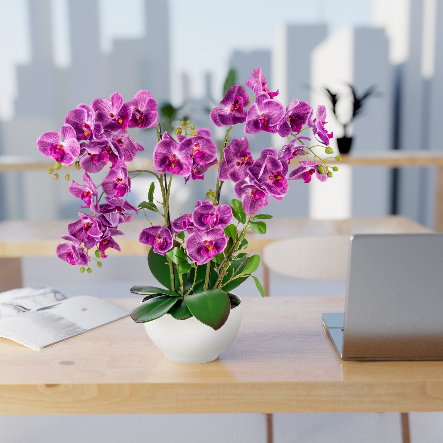 Kunstorchidee PASCH® XXL Orchidee künstlich wie echt (56cm) in Hochglanz-Ke günstig online kaufen