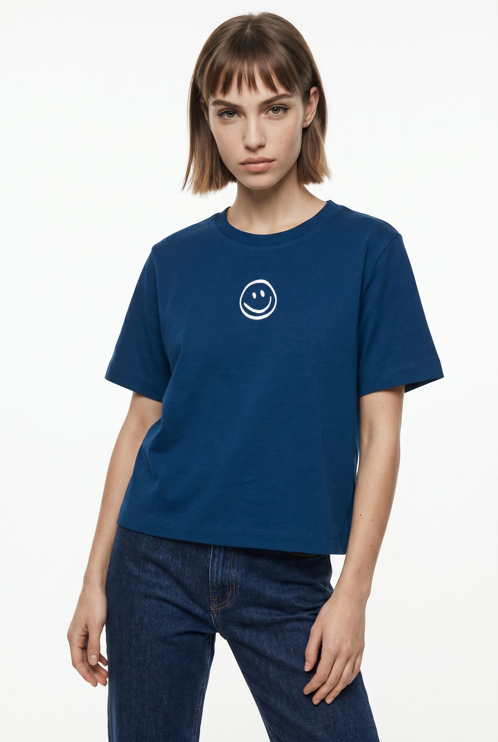 Vero Moda Kurzarmshirt VMSARA METTE SS TOP BOX JRS GA NOOS Baumwolle, regular fit