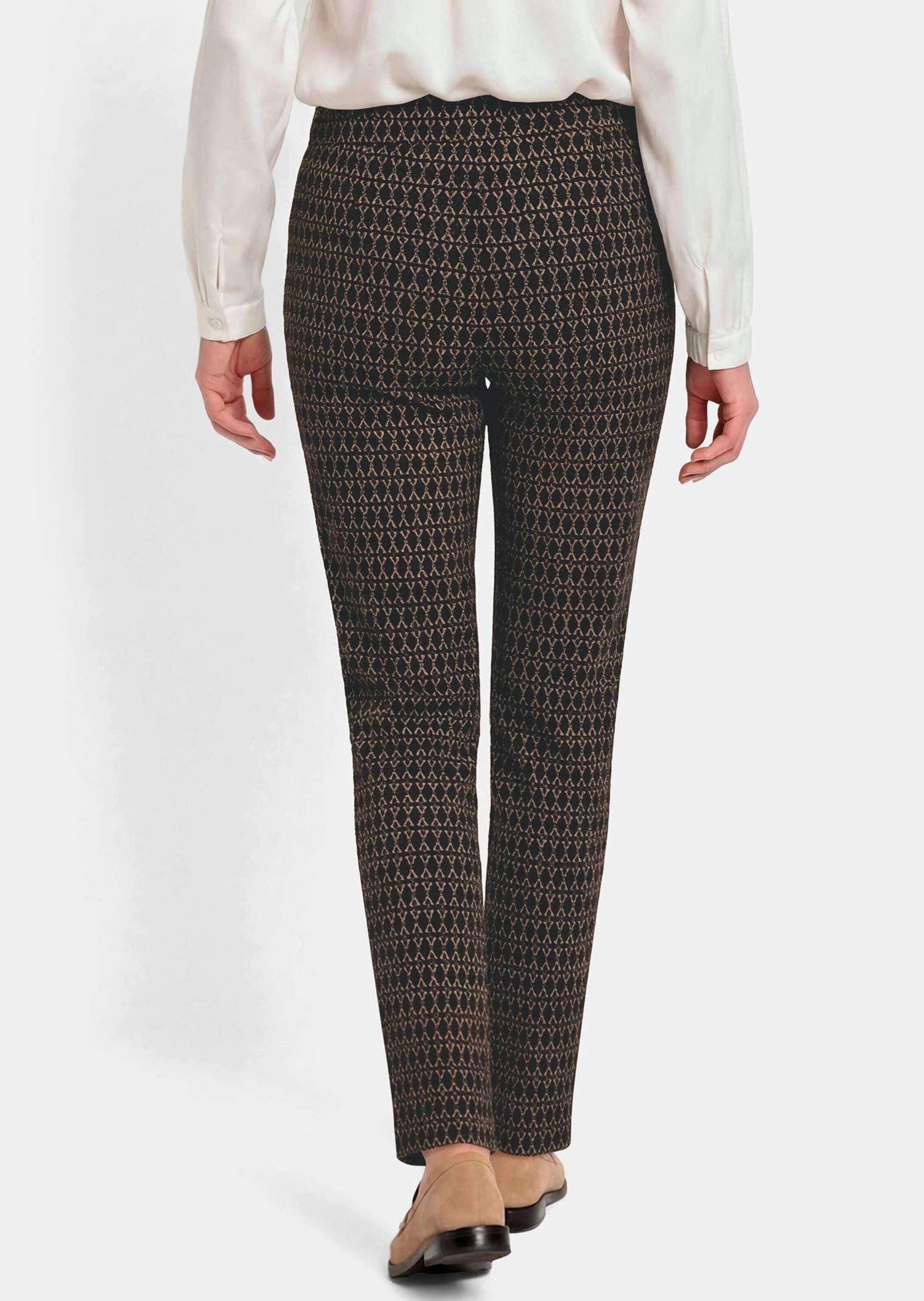 GOLDNER Schlupfhose Jerseyhose CARLA mit Minimal Print Gerade Schlupfhose mit Rundum-Dehnbund und Eingriffstaschen